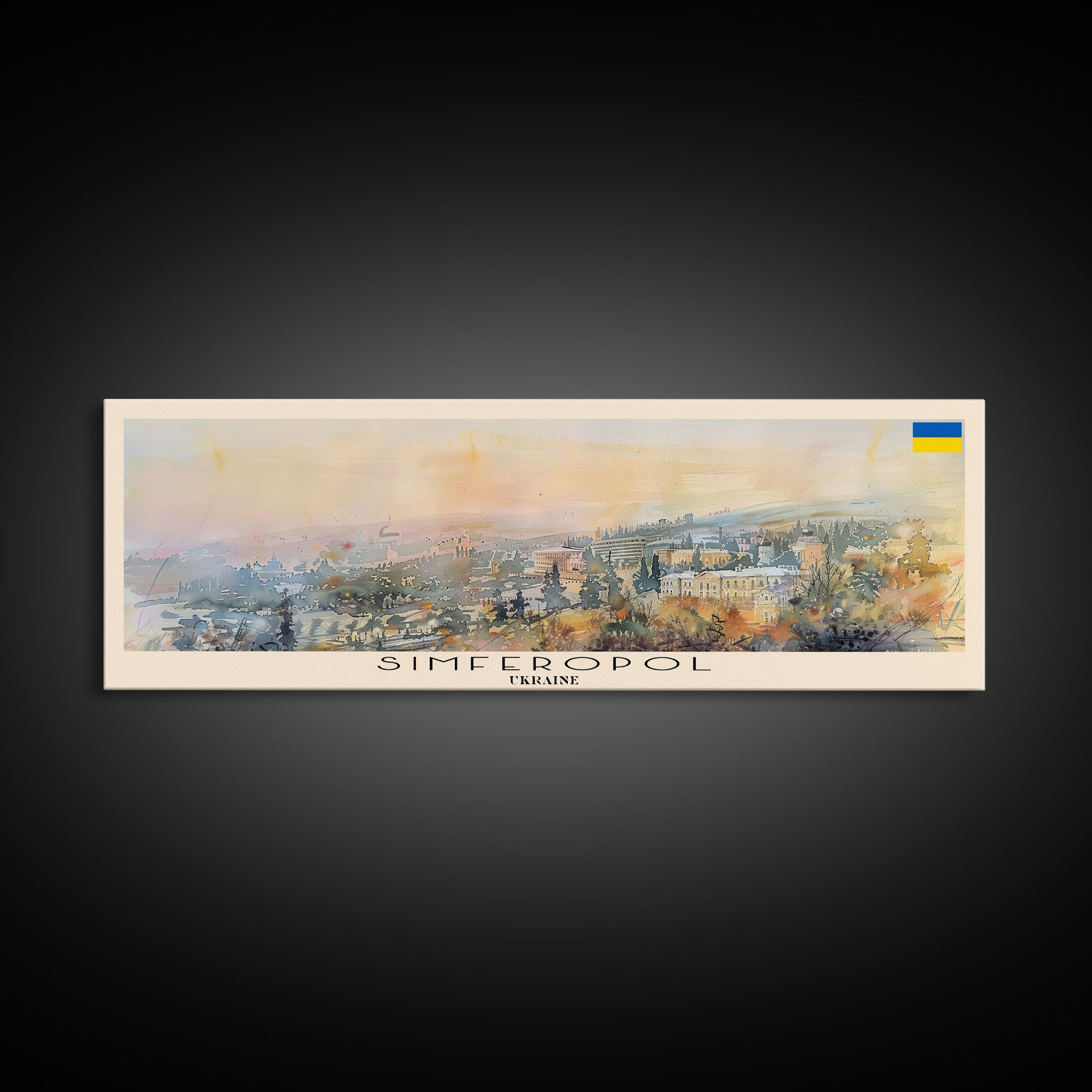 Simferopol Ukraine Panoramic Travel Poster, Framed Canvas Print or Metal Wall Art, Travel Art, Home Decor, Panoramic Painting, Midcentury Art