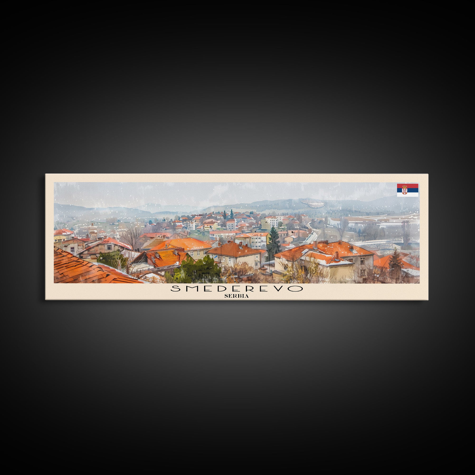 Smederevo Serbia Travel Print Wall Art, Panoramic City Art, Travel Art, Wall Decor, Vacation Gift, Framed Canvas Print Or Metal Art