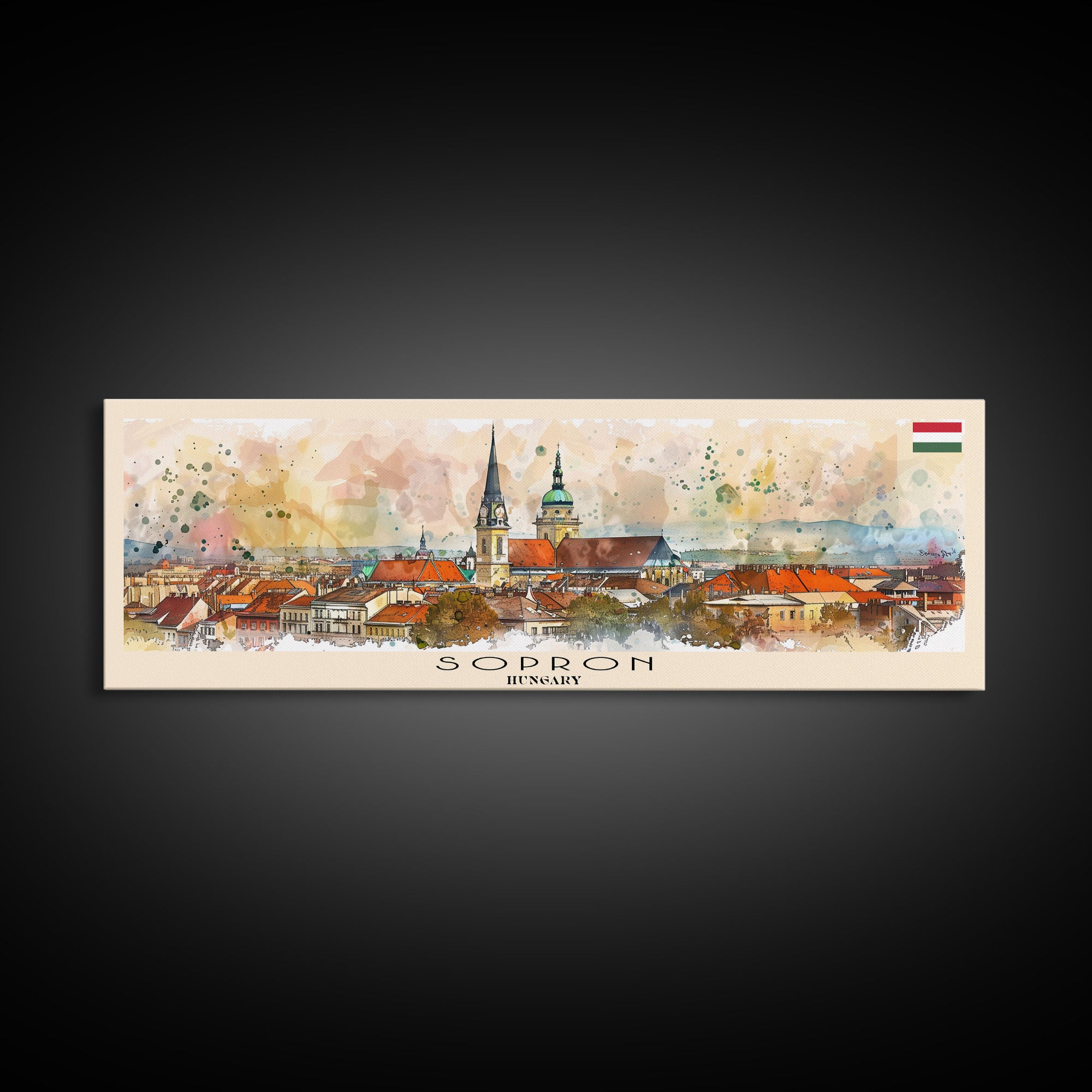 Sopron Hungary Travel Art, City Art, Framed Canvas Print or Metal Wall Art, Europe Travel Poster, Panoramic Wall Art, Extra Wide Wall Art