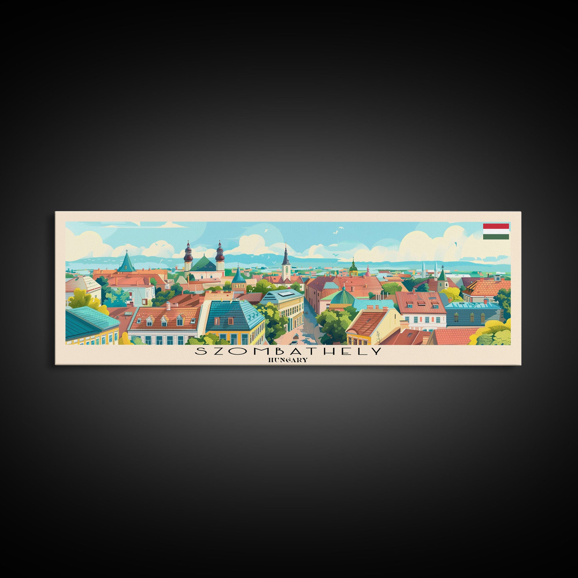 Szombathely Hungary Travel Print Wall Art, Panoramic City Art, Travel Art, Wall Decor, Vacation Gift, Framed Canvas Print Or Metal Art