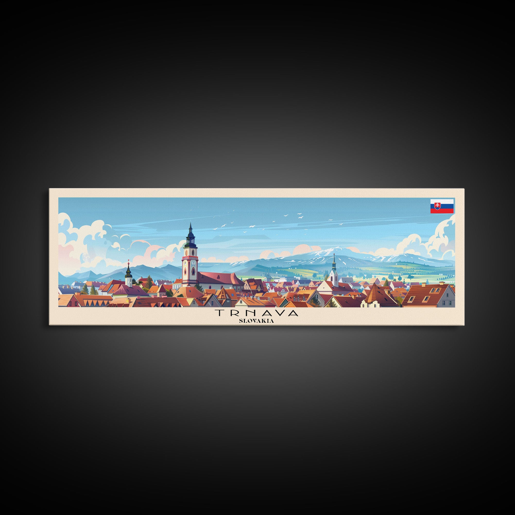 Trnava Slovakia Wall Art, Panoramic Travel Poster, Panoramic Framed Canvas Print, City Wall Art, Wall Hanging Home Decor, Travel Art