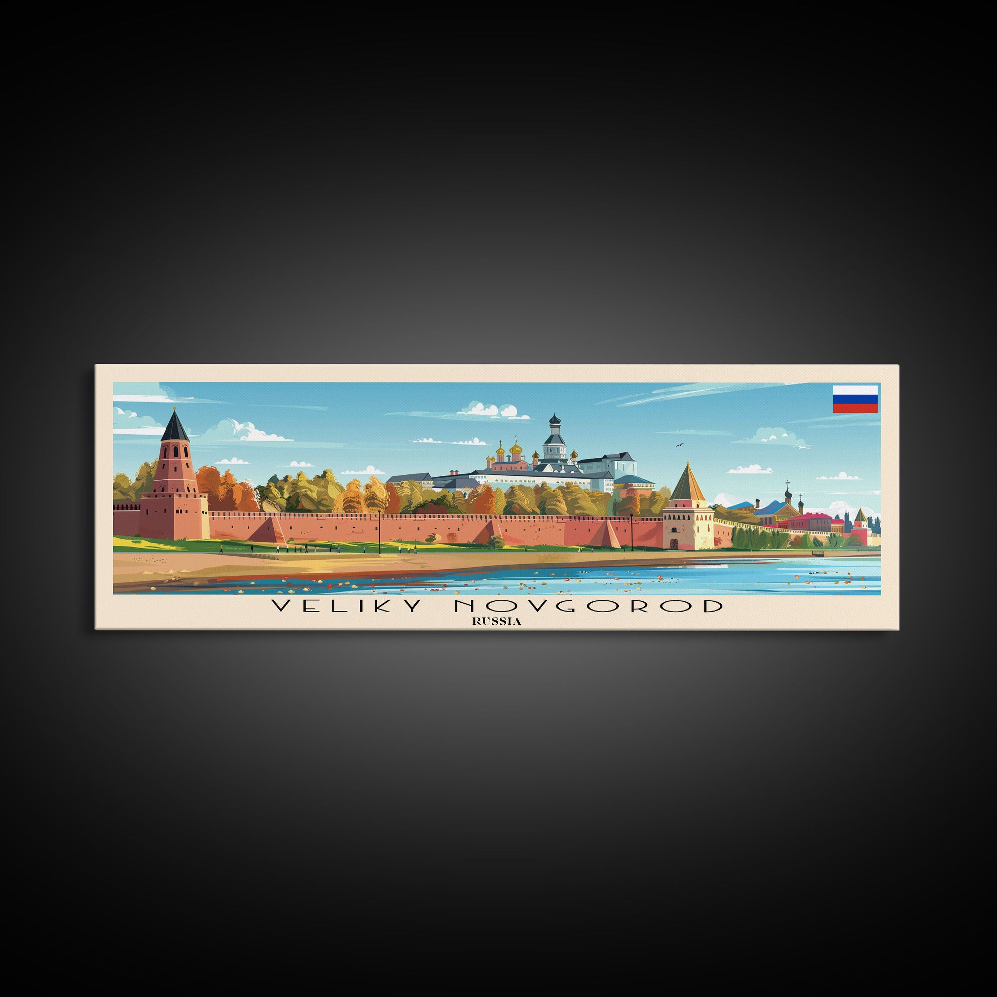 Veliky Novgorod Russia Wall Art, Panoramic Travel Poster, Panoramic Framed Canvas Print, City Wall Art, Wall Hanging Home Decor, Travel Art