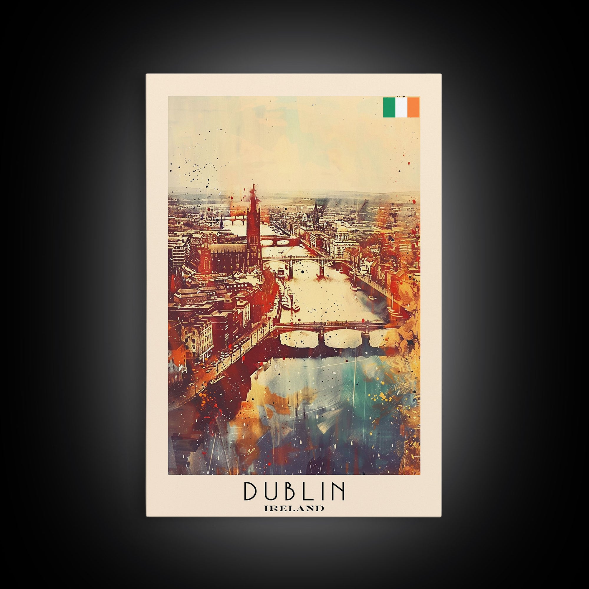 Vibrant Dublin, Ireland Framed Canvas Print. Perfect Wall Art for Living Room or Bedroom Decor, Captivating Travel Poster Art.