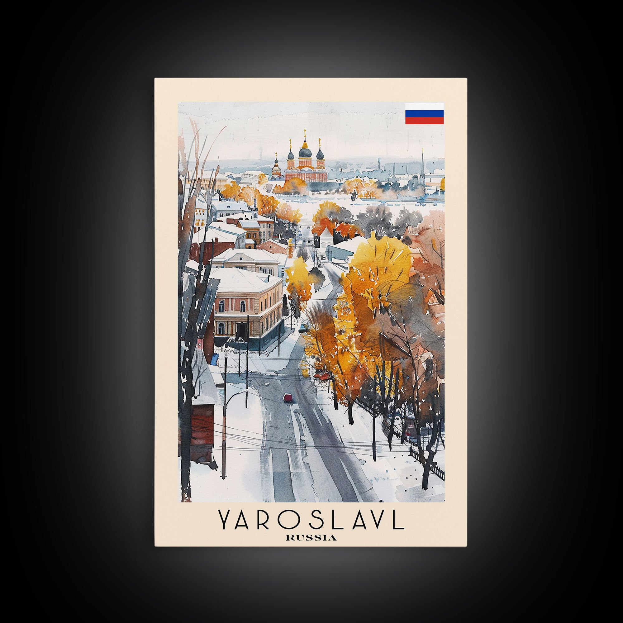 Yaroslavl Russia Travel Poster Framed Canvas Print, Watercolor Painting, Scenic Wall Art, Home Decor, Russian Landscape, Perfect Gift Idea