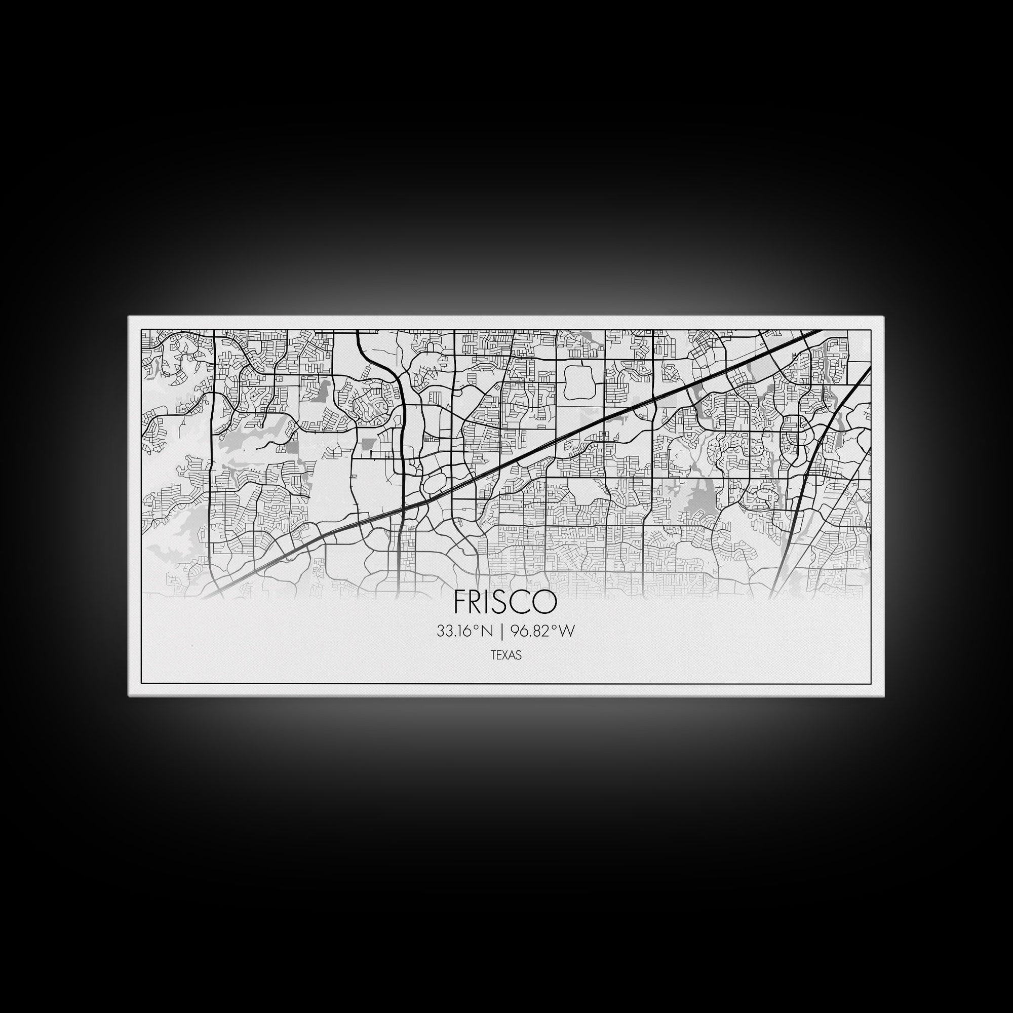 Frisco City Map, Texas Map, Map Art, Minimalist Art, Wall Art, Canvas Art, Black And White Art, College Student Gift, Man Cave Décor, Prints