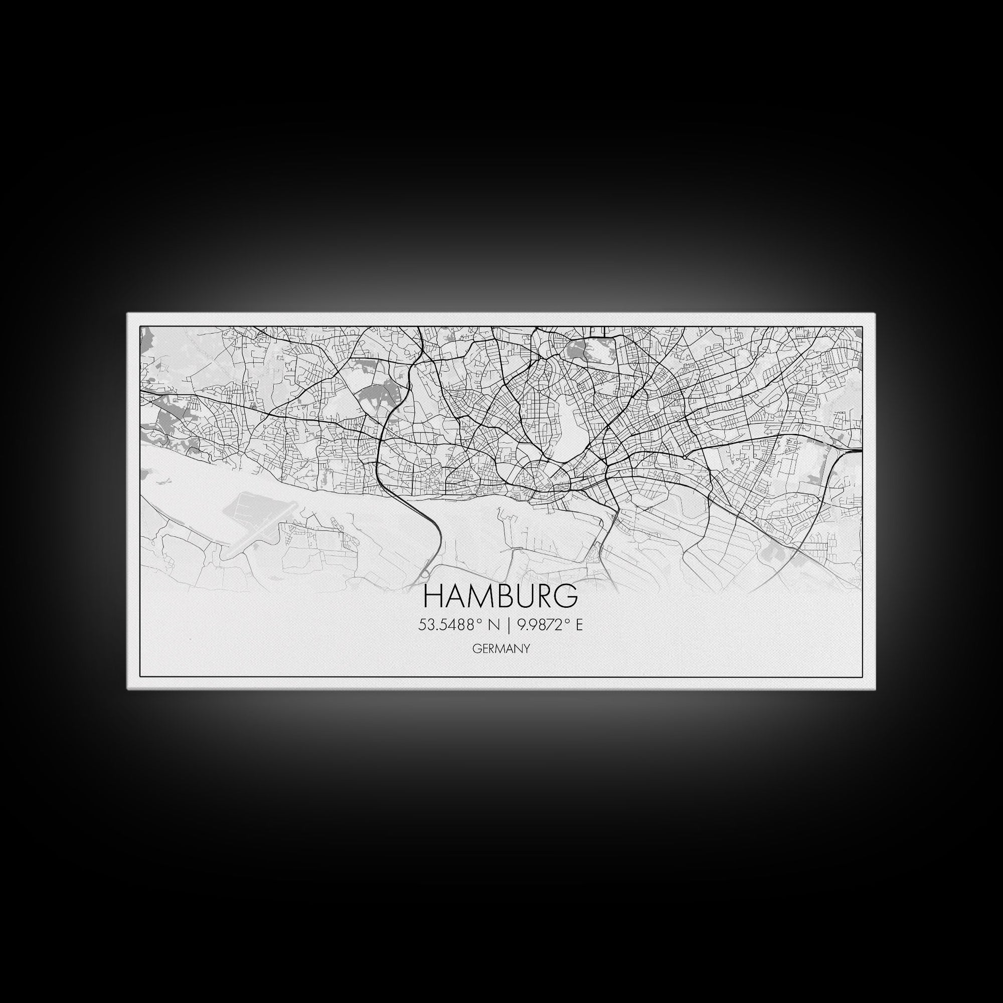 Hamburg City Map, Germany Map, Map Art, Minimalist Art, Wall Art, Canvas Art, Europe Wall Art, Gifts For Dad, Office Wall Art, Unique Art