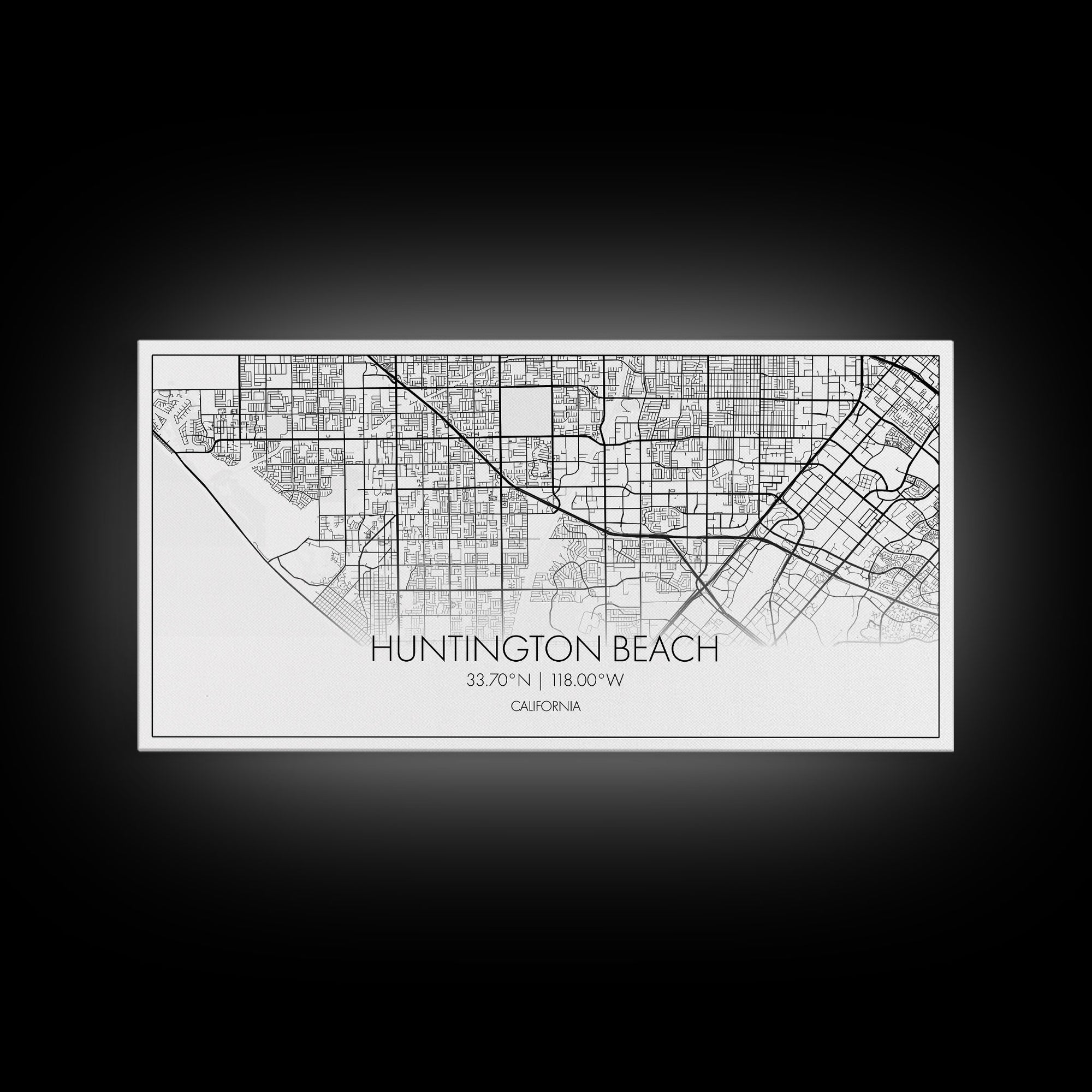 Huntington Beach City Map, California Map, Map Art, Modern Art, Wall Art, Canvas Art, Coastal Wall Art, Ocean Wall Art, Travel Gifts For Men