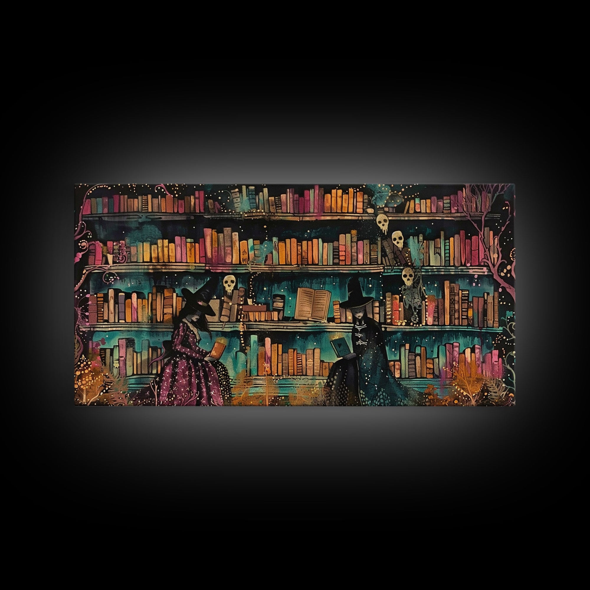 The Witch's Library Framed Canvas Print - Spooky Season Wall Art - Spooky Season - Spooky Decor - Halloween Wall Art