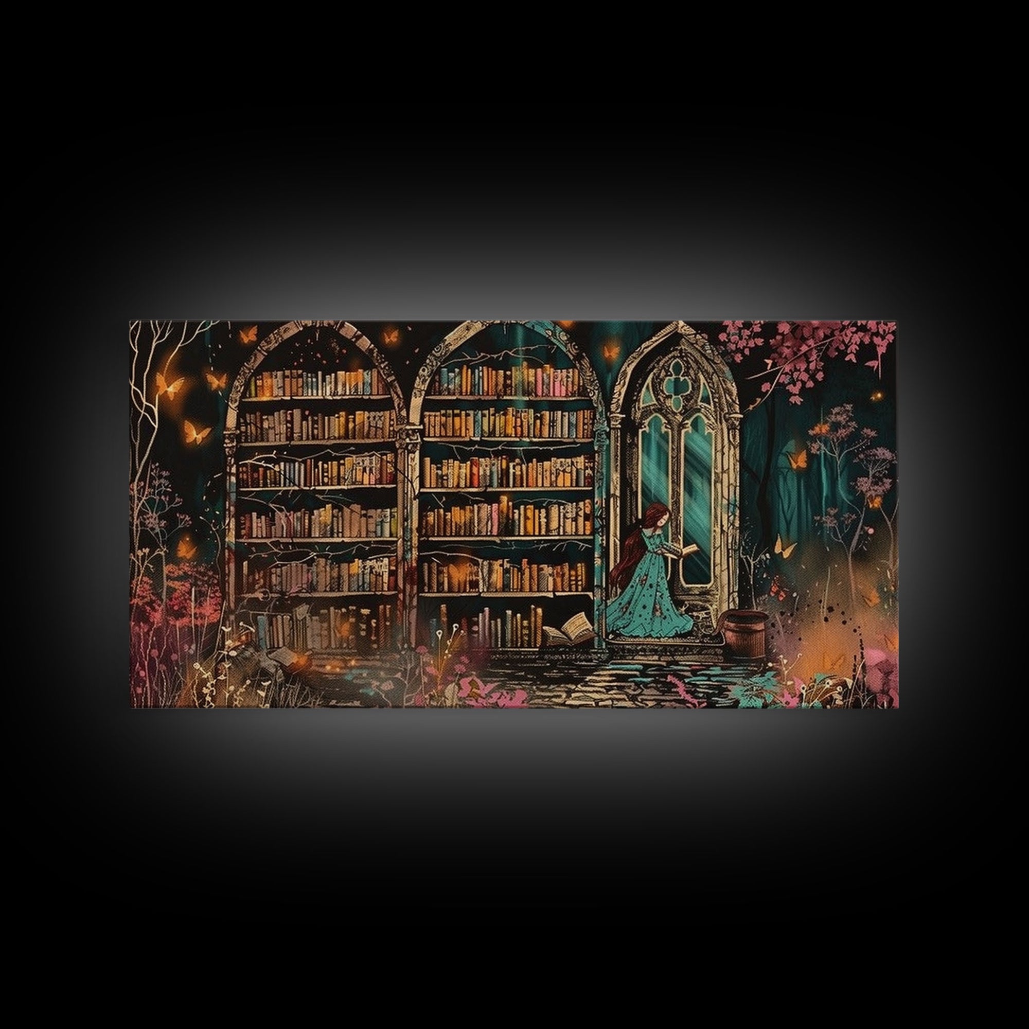 The Witch's Library Framed Canvas Print - Spooky Season Wall Art - Spooky Season - Spooky Decor - Halloween Wall Art