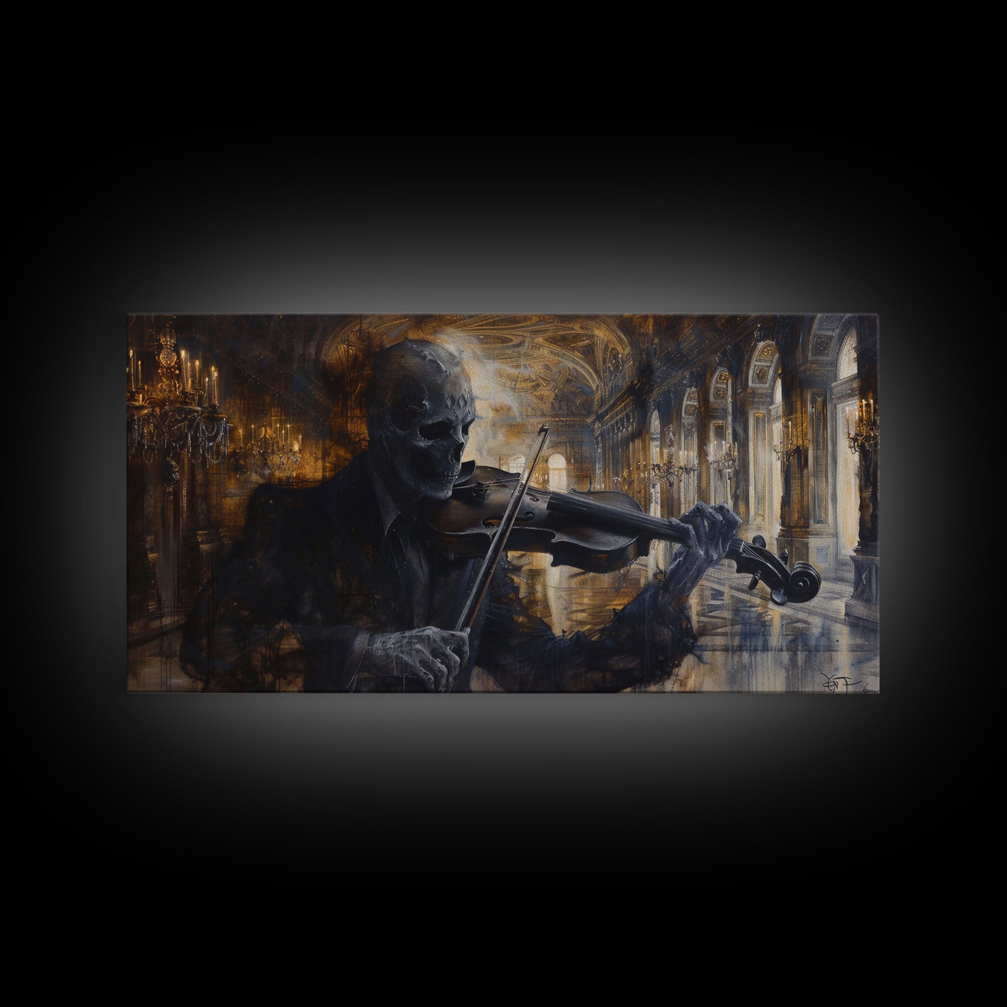 The Spectre Violinist, Specter, Framed Canvas Print, halloween Decor, Halloween Wall Art, Halloween Painting Seasonal Decor