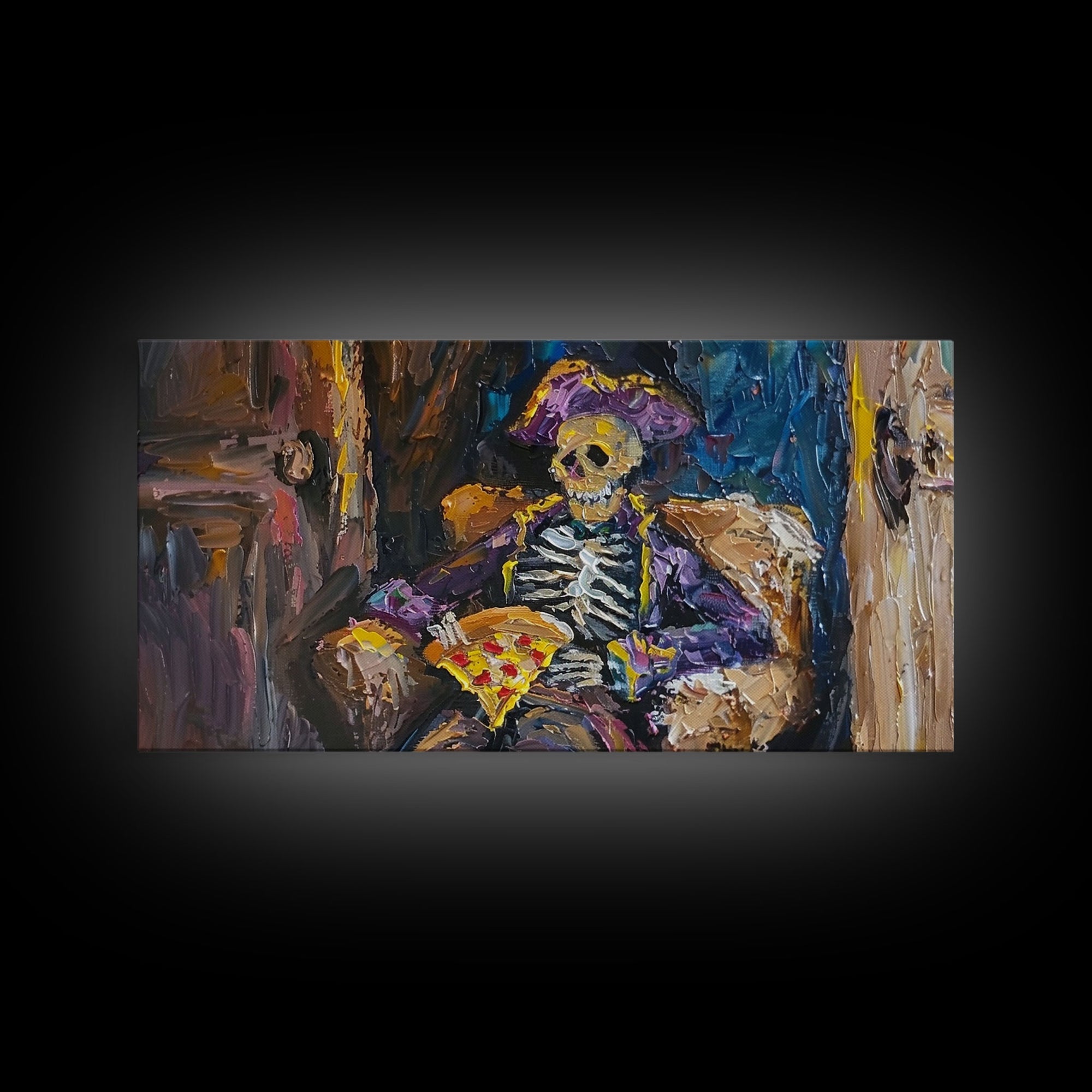 The Pizza Pirate Funny Halloween Decor, Framed Canvas Print, Halloween Wall Art