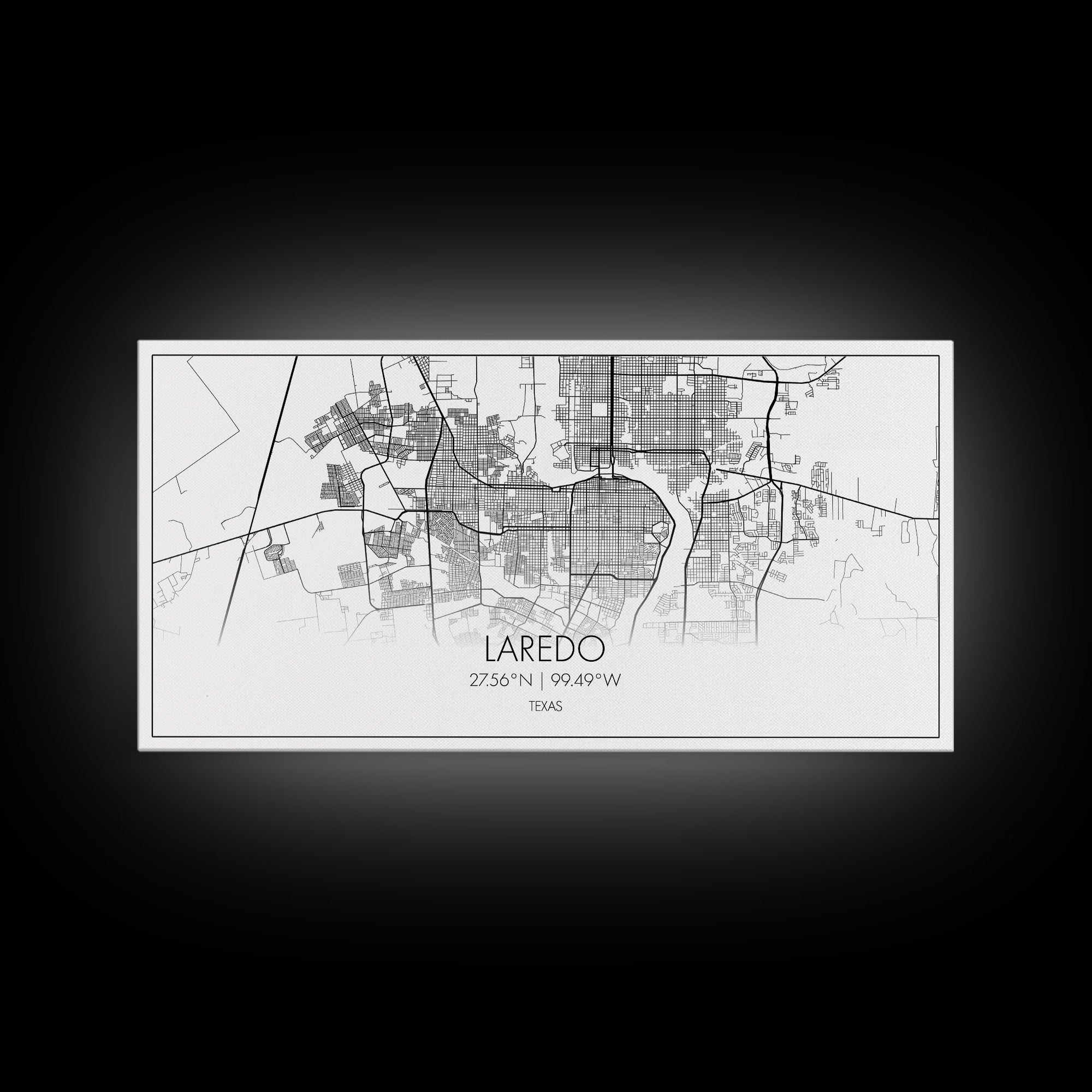 Laredo City Map, Texas Map, Map Art, Modern Art, Wall Art, Canvas Art, Texas Wall Art, Wedding Gift, Bedroom Wall Décor, Dorm Wall Art