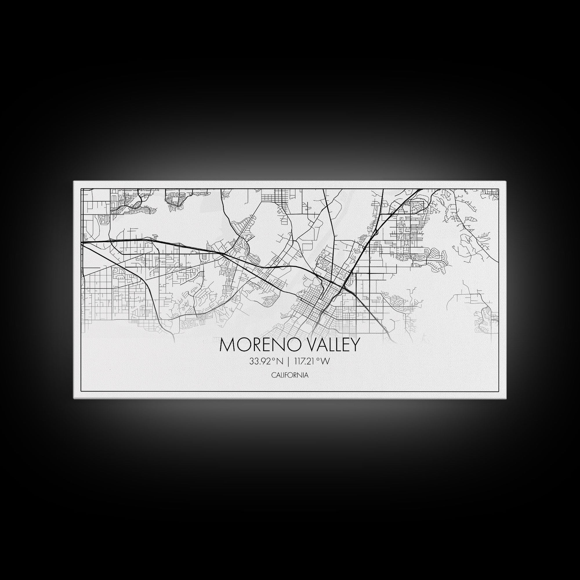 Moreno Valley City Map, California Map, Map Art, Minimalist Wall Art, Wall Art, Canvas Art, Horizontal Print, PHD Graduation Gift, Office