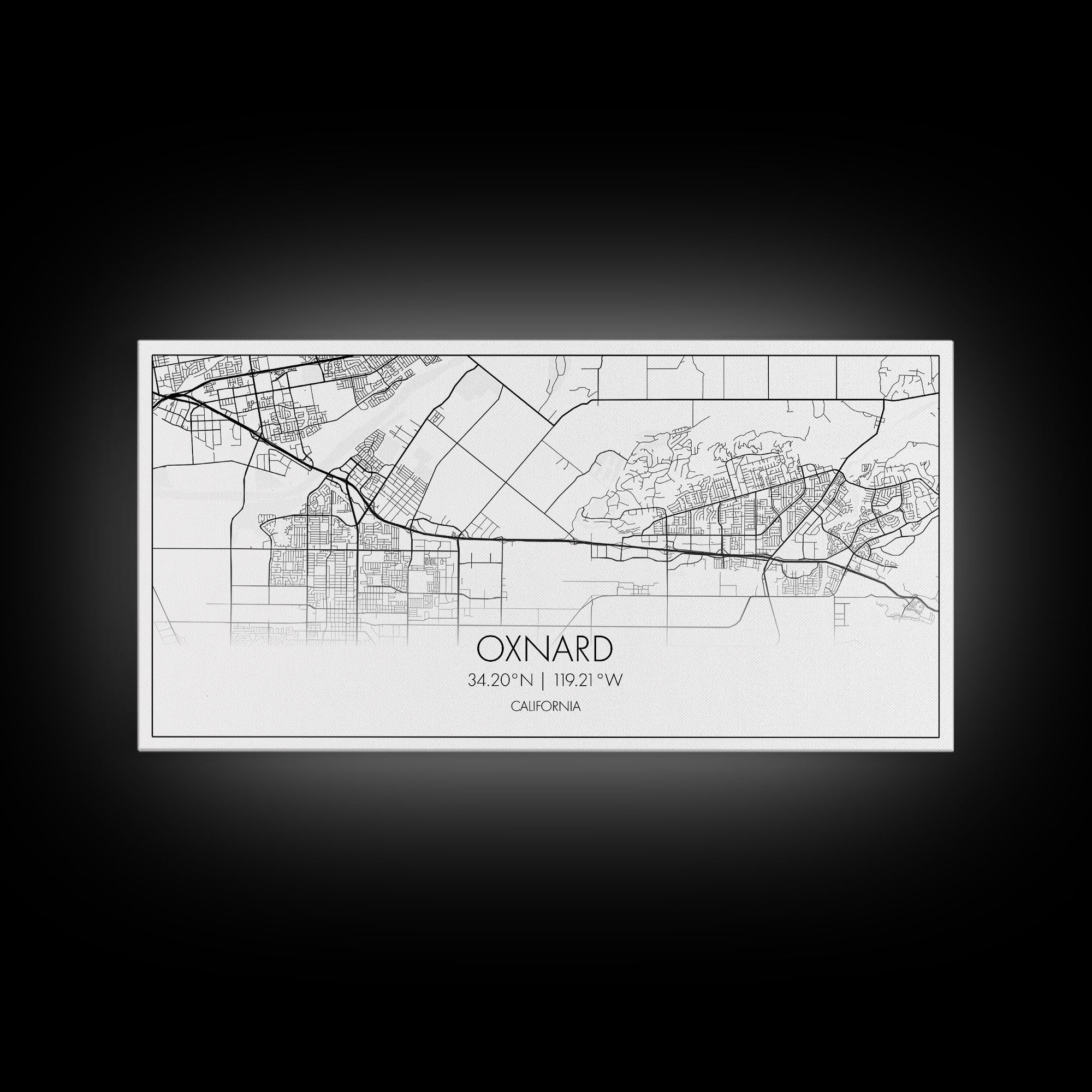 Oxnard City Map, California Art, Map Print, Minimalist Wall Art, Wall Art, Canvas Art, Long Wall Art, Teen Room Wall Art, Mom Birthday Gift