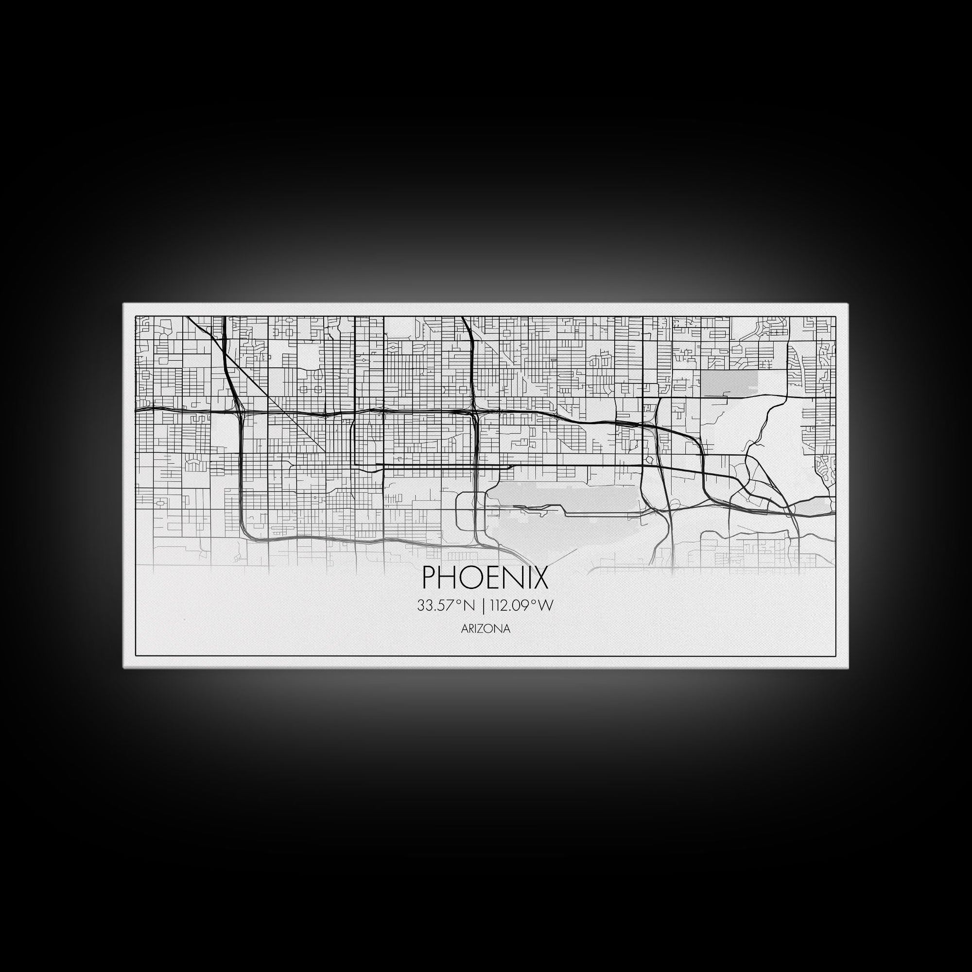 Phoenix City Map, Arizona Art, Map Print, Minimalist Wall Art, Wall Art, Canvas Art, Client Gift, Teen Girl Room Décor, Panoramic Wall Art