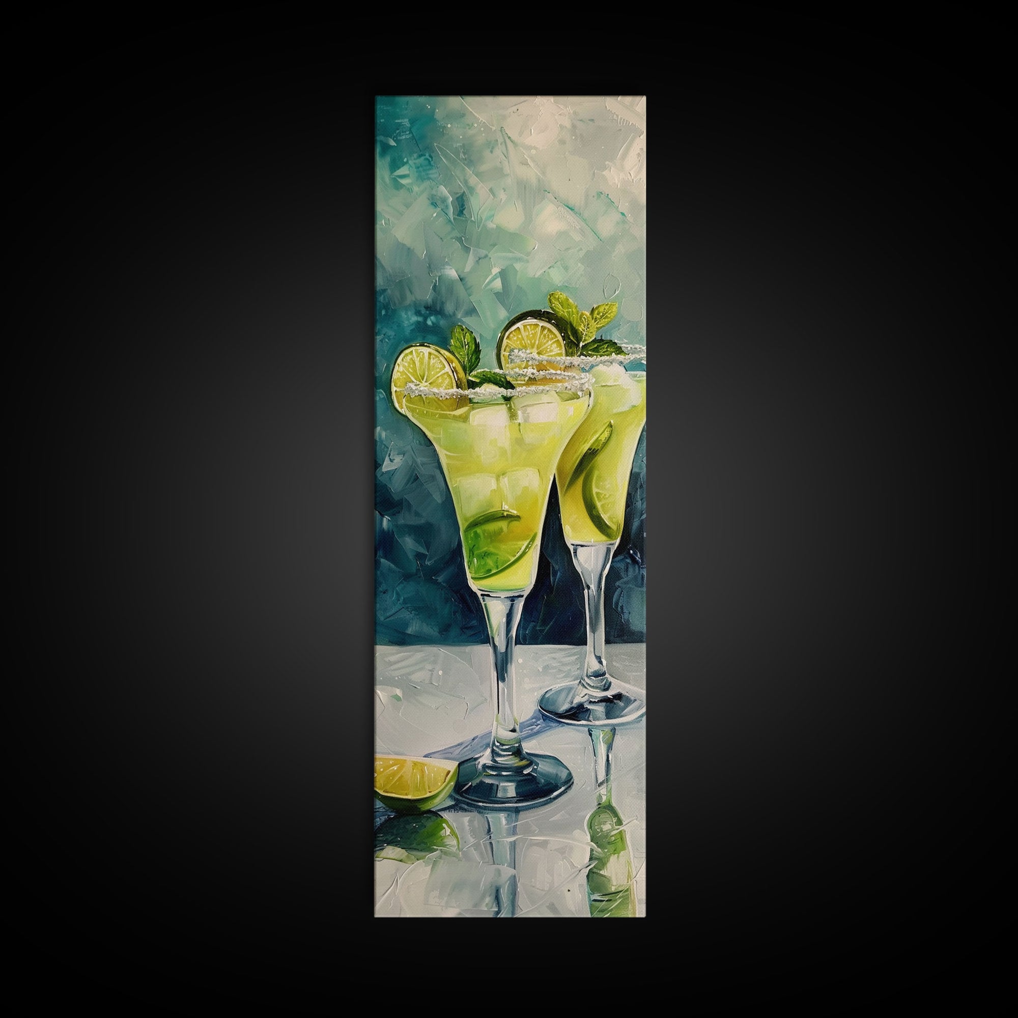 Vertical Martini Wall Art Framed and Printed on Canvas, Oversized Martini Poster, Bar Art Painting, Textured Painting, Kitchen Wall Art