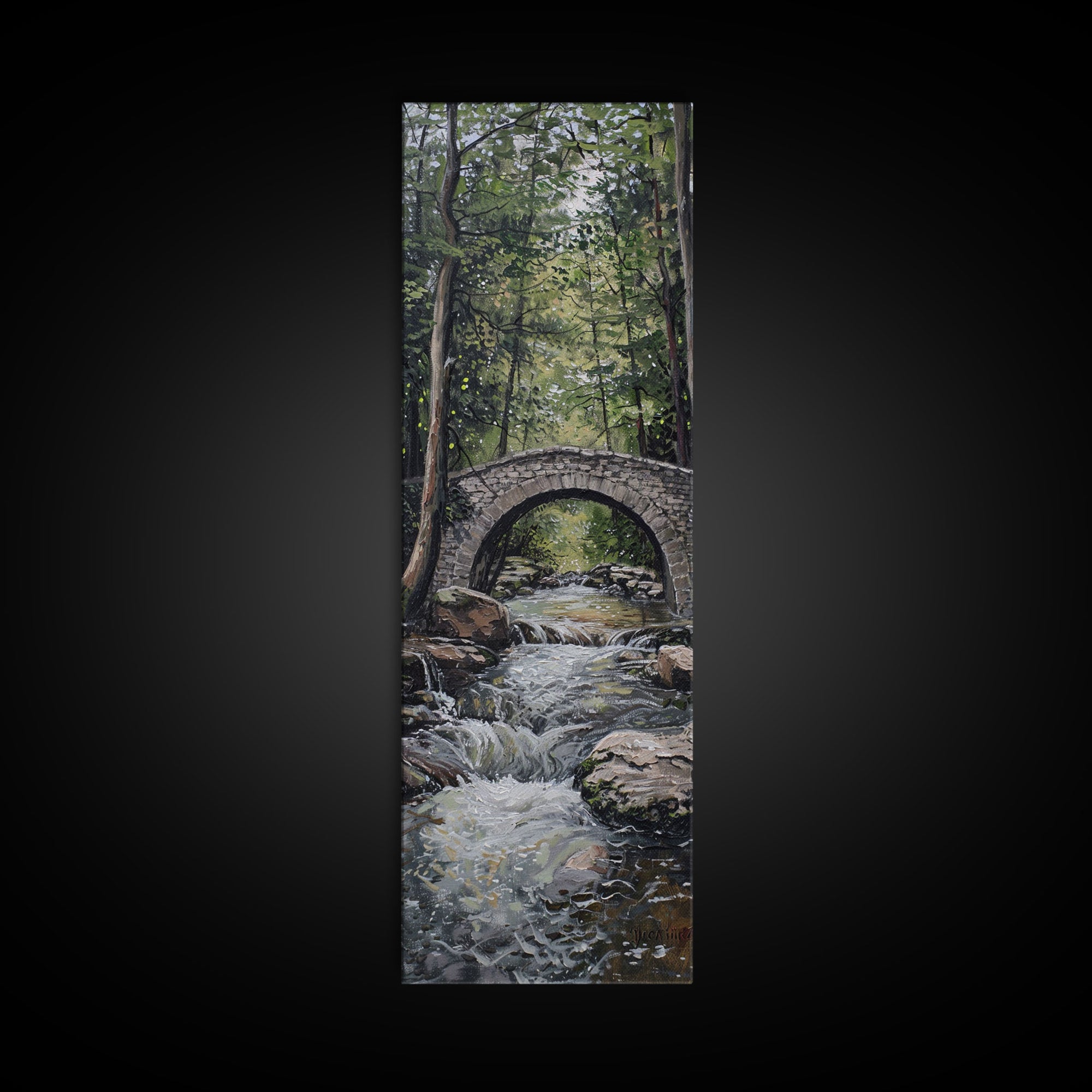 The Autumn Bridge, Framed Canvas print, New England Landscape Painting Print, Wall Art, Home Decor