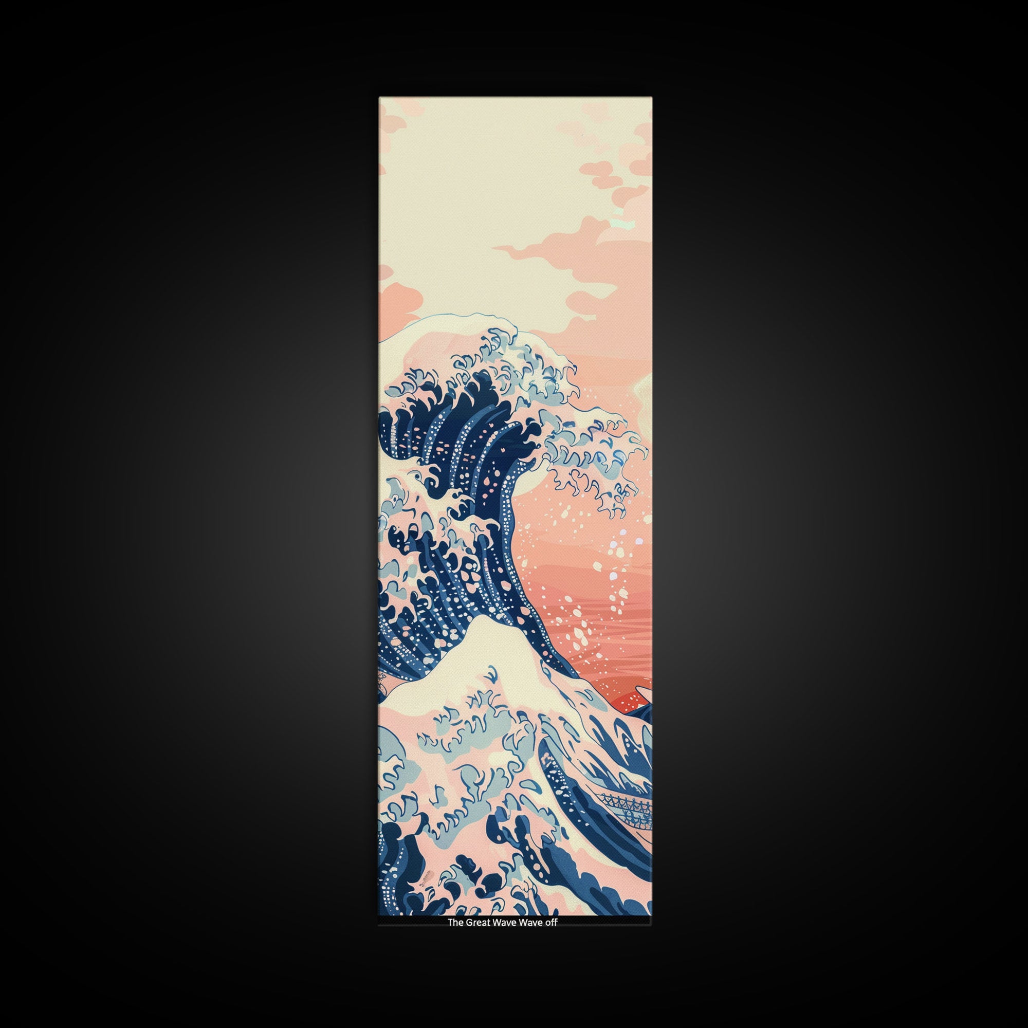 Skinny Tall Canvas Art Of The Great Wave In Soft Pastel Colors, Modern Framed Print Ideal For Feng Shui Wall Art, Japanese Style Art