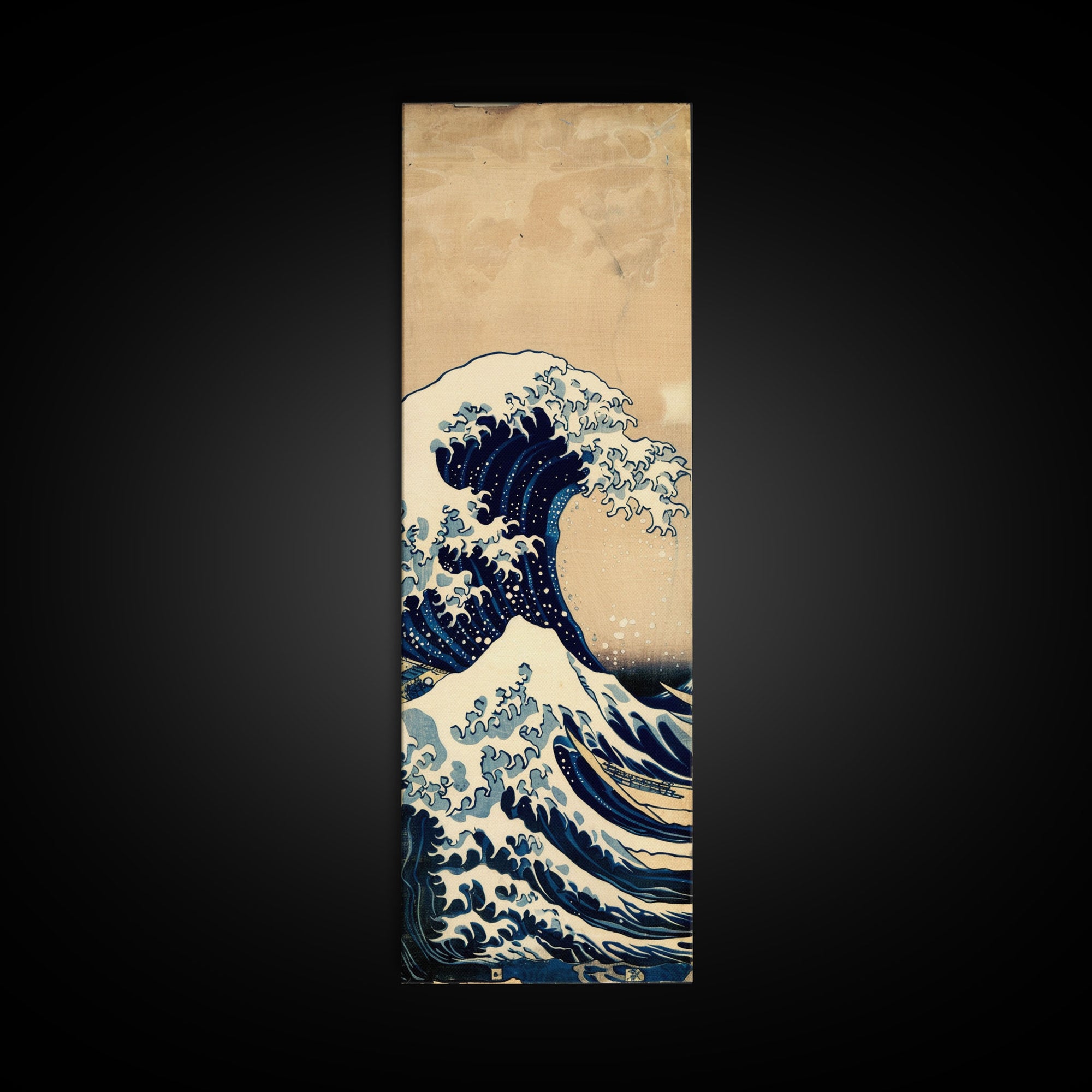 Skinny Art Tall Art Framed Canvas Print Japanese Style Art The Great Wave Off Kanagawa Wood Block Print Ukiyo-e Feng Shui Wall Art