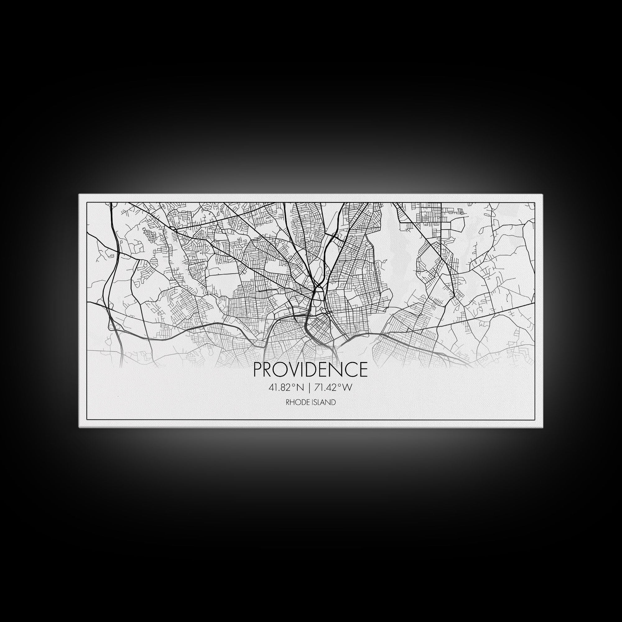 Providence City Map, Rhode Island Art, Map Print, Minimalist Wall Art, Wall Art, Canvas Art, Gifts For Mom, Horizontal Wall Art, Office Art