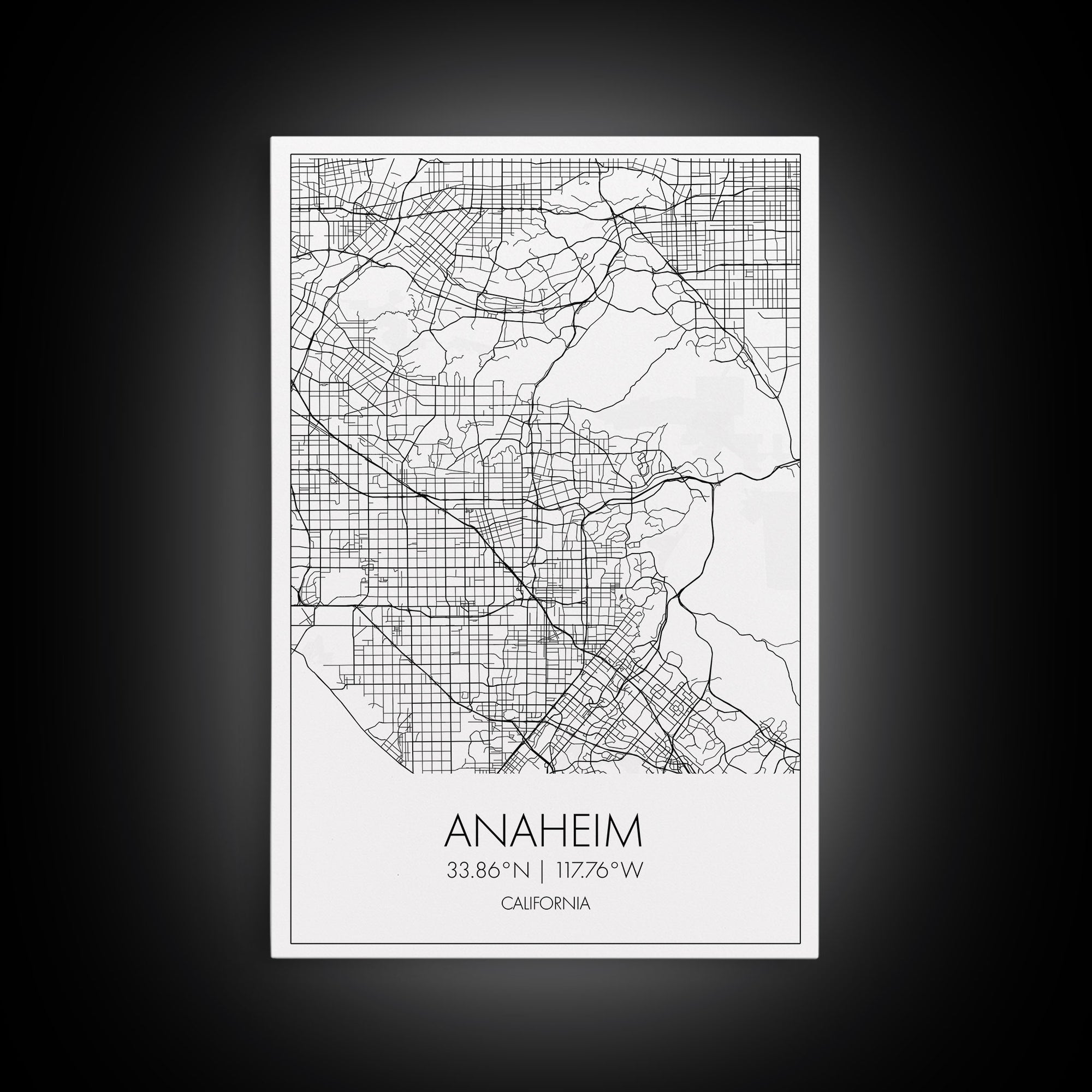 Anaheim Street Map, California Map, City Map Wall Decor, Travel Map, Minimalist, Modern Art, Wall Art, Canvas Print, Canvas Wall Art