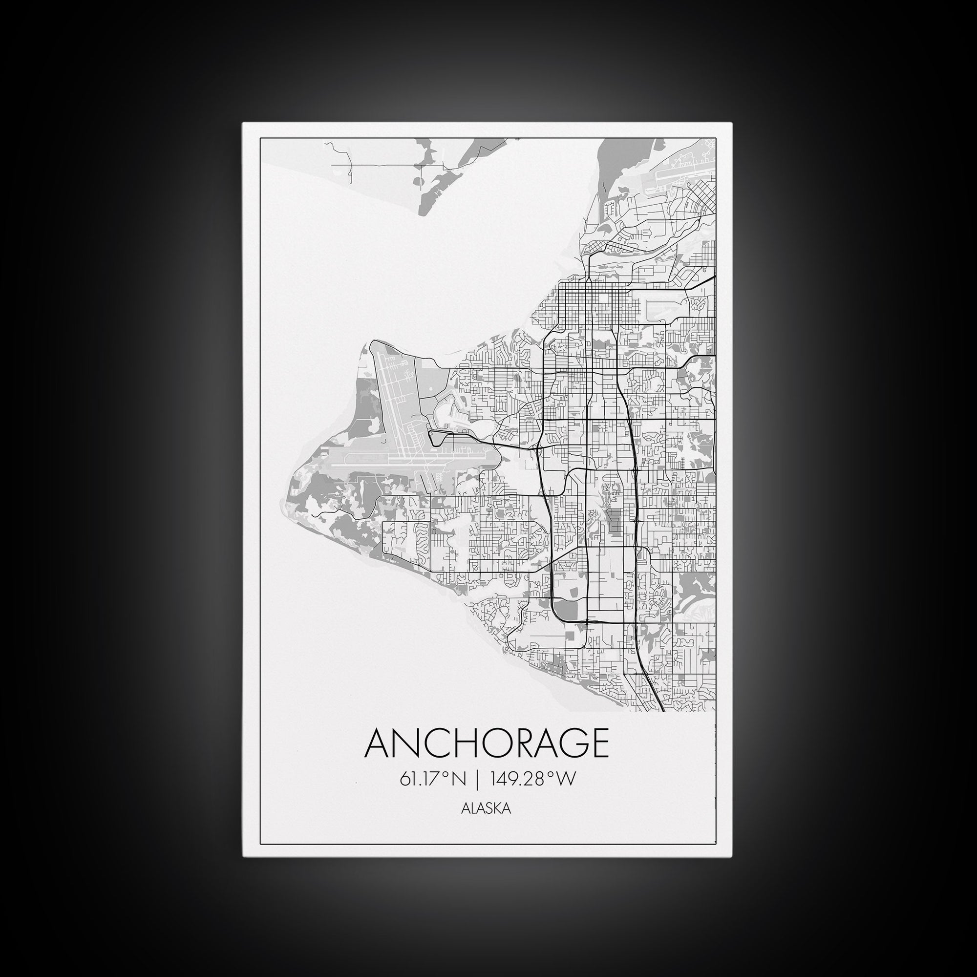 Anchorage Street Map, Alaska Map, Travel Wall Art, City Map Wall Art, Bedroom Art, Modern Art, Wall Art, Canvas Print, Canvas Wall Art