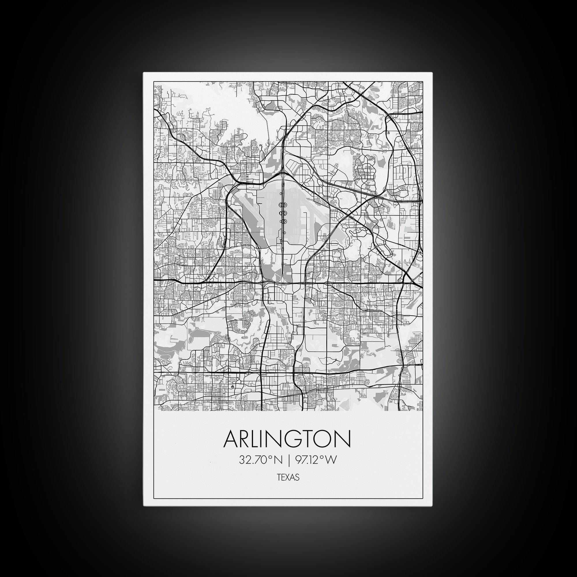 Arlington Street Map, Texas Map, City Art, Travel Map, Home Office Art, Family Gift, Modern Art, Wall Art, Canvas Print, Canvas Wall Art