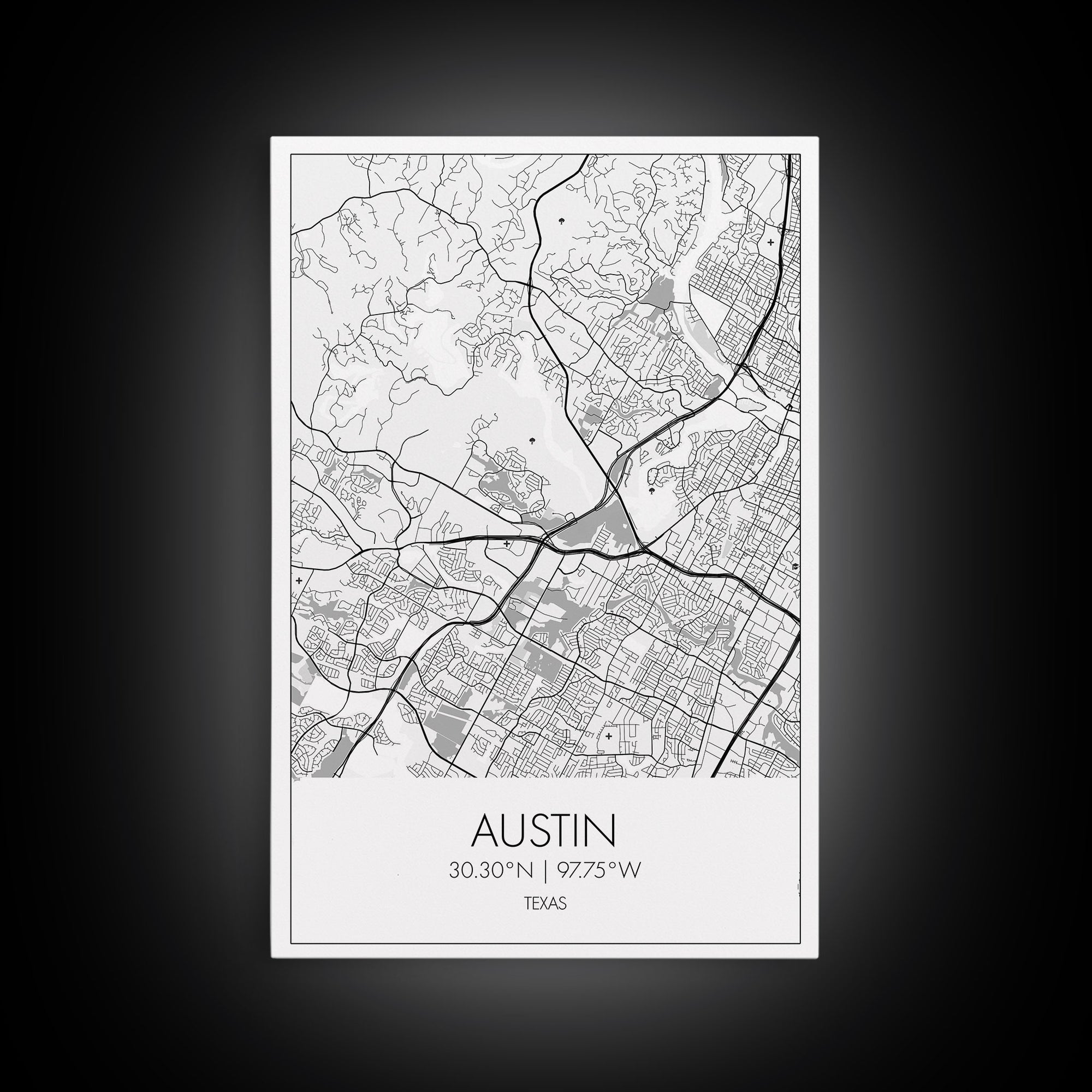 Austin Street Map, Texas Map, City Map Art, Office Wall Art, Travel Décor, Minimalist Art, Wall Art, Canvas Print, Canvas Wall Art