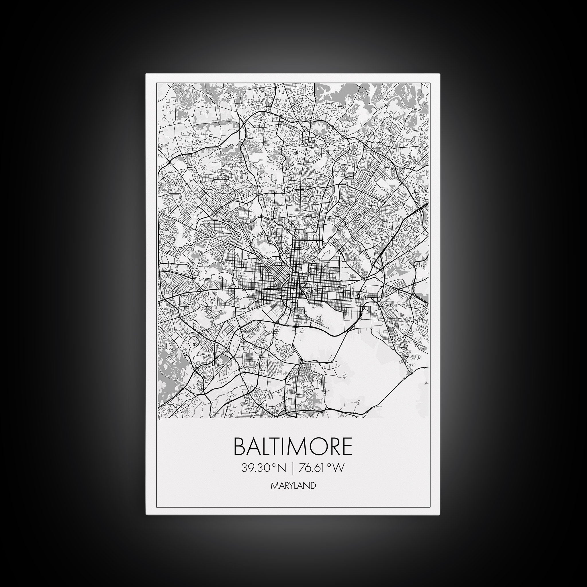 Baltimore Street Map, Maryland Map, City Wall Art, Travel Print, Bedroom Print, Modern Art, Wall Art, Canvas Print, Canvas Wall Art