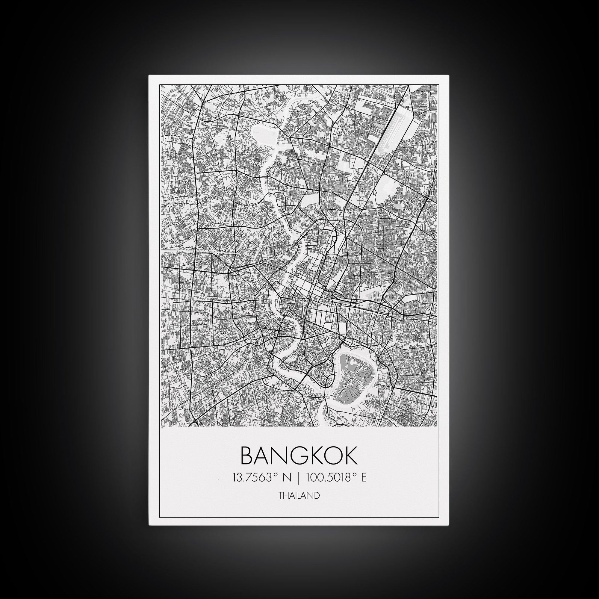 Bangkok Street Map, Thailand Map, City Wall Art, Asia Travel Art, Reception Décor, Modern Art, Wall Art, Canvas Print, Canvas Wall Art