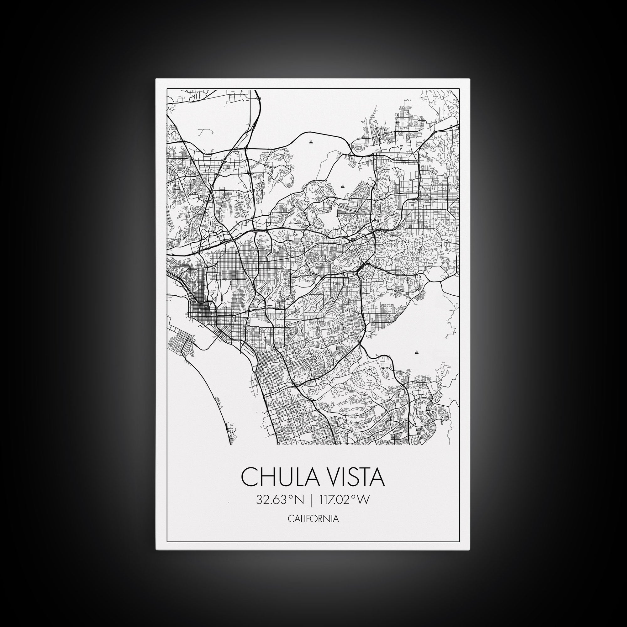 Chula Vista Street Map, California Map, City Map Art, Modern Art, Wall Art, Canvas Print, Canvas Wall Art, Living Room Wall Art, Travel Art