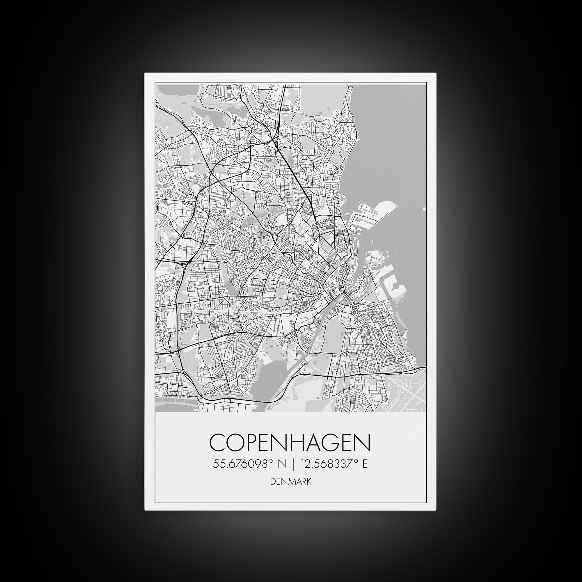 Copenhagen Street Map, Denmark Map, Europe City Map Art, Minimalist Art, Wall Art, Canvas Print, Travel Wall Art, Pilots Gift. Home Décor