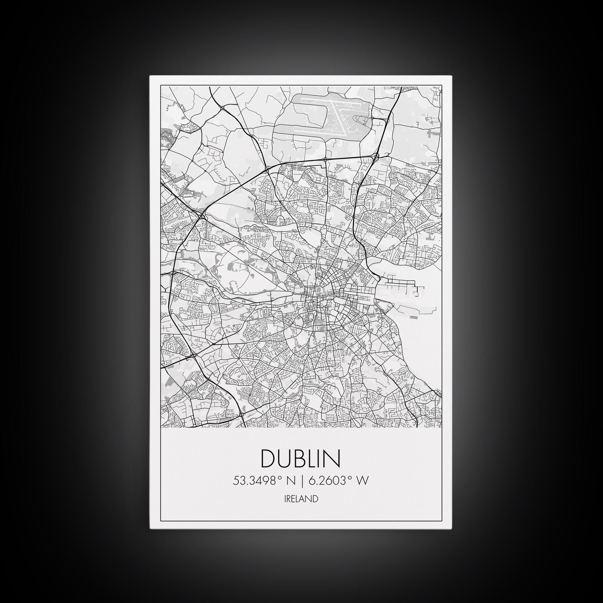 Dublin Street Map, Ireland Map, Europe City Map Art, Minimalist Art, Wall Art, Canvas Print, Pilot Gifts, Travel Wall Art, Above Bed Décor