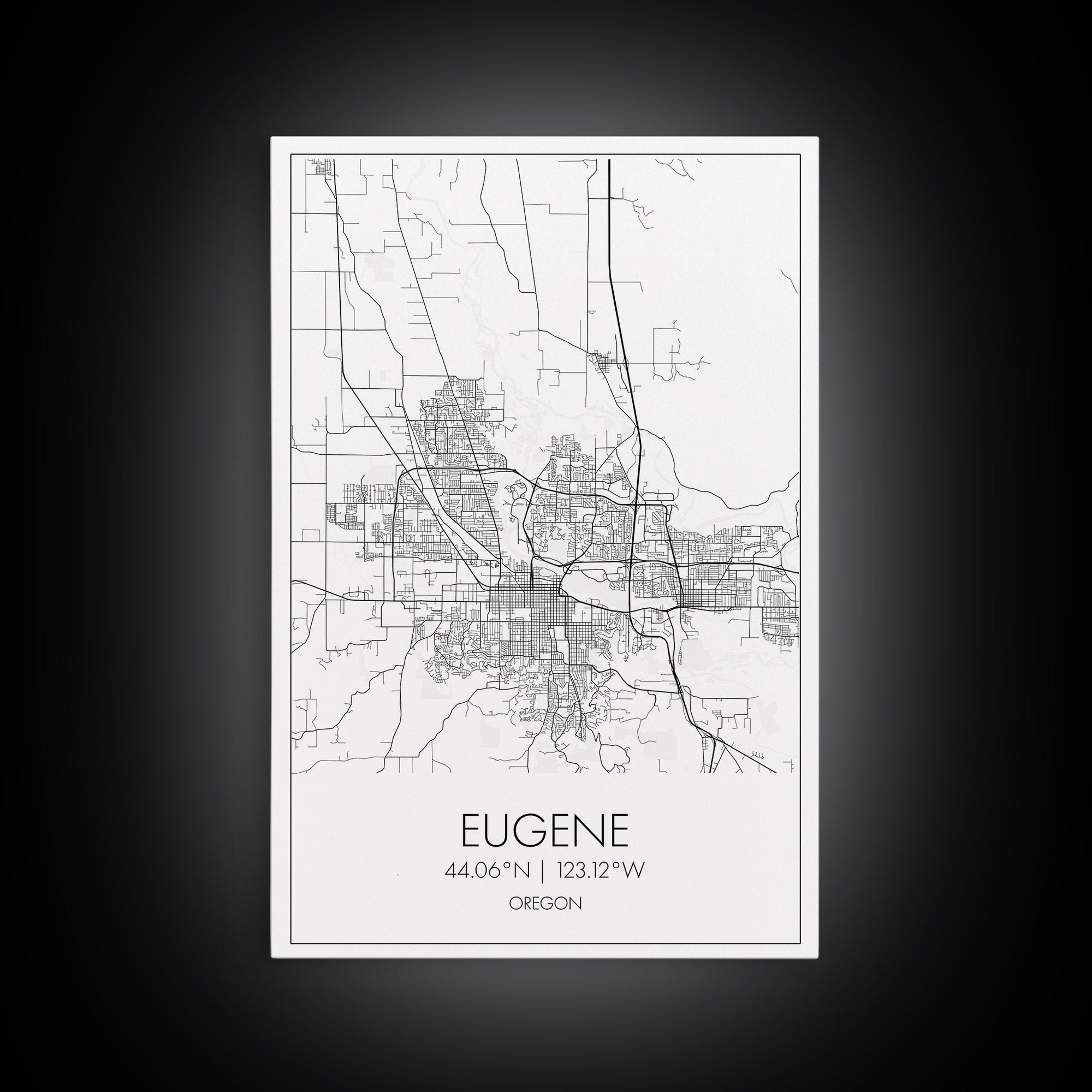 Eugene Street Map, Oregon Map, City Map Art, Minimalist Art, Wall Art, Canvas Print, Traveler Gift, Home Office Wall Art, Travel Décor