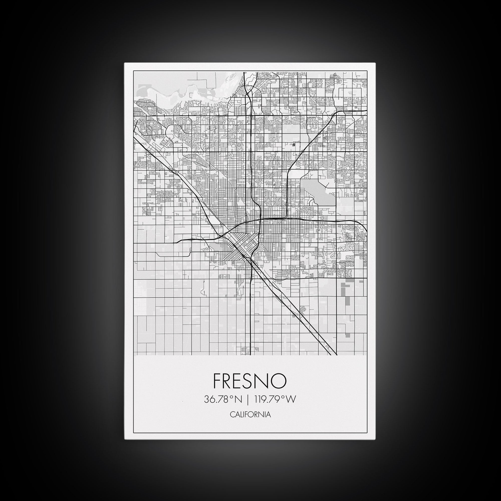 Fresno Street Map, California Map, City Map Art, Minimalist Art, Wall Art, Canvas Print, Bar Wall Art, Teen Gift, Travel Wall Art,