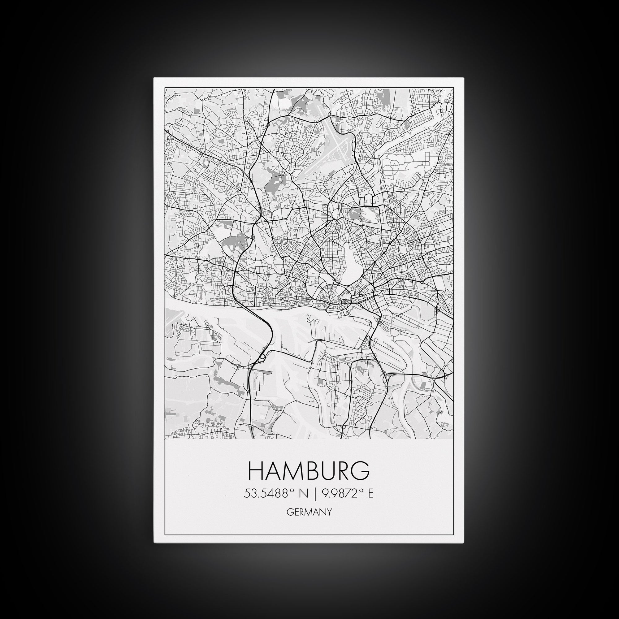 Hamburg Street Map, Germany Map, City Map Art, Minimalist Art, Wall Art, Canvas Print, Travel Wall Print, Gift For Traveler, Unique Art