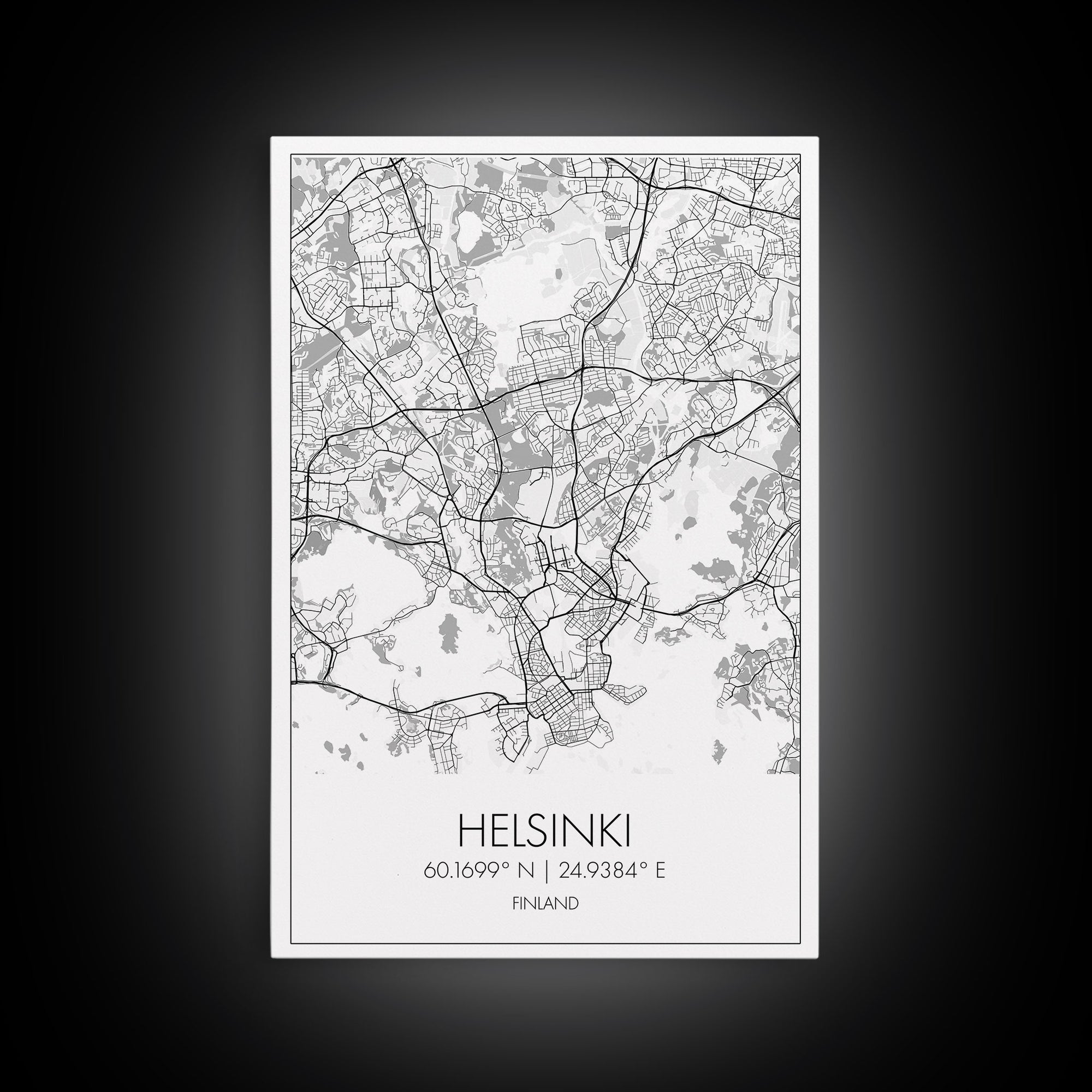 Helsinki Street Map, Finland Map, Europe City Map Art, Minimalist Art, Wall Art, Canvas Print, Travel Wall Art, Gifts For Him, Bedroom Art