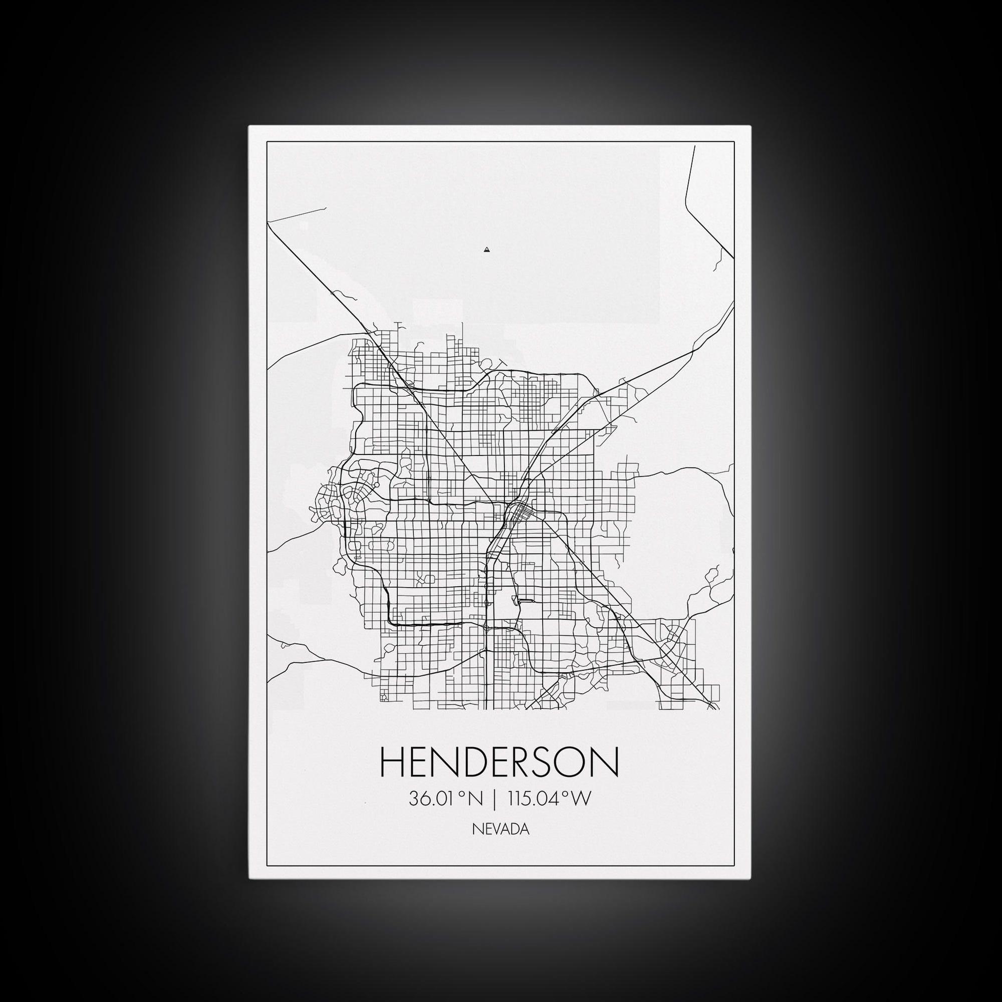 Henderson Street Map, Nevada Map, City Map Art, Minimalist Wall Art, Wall Art, Canvas Print, Gifts For Her, Travel Art, Man Cave Art,