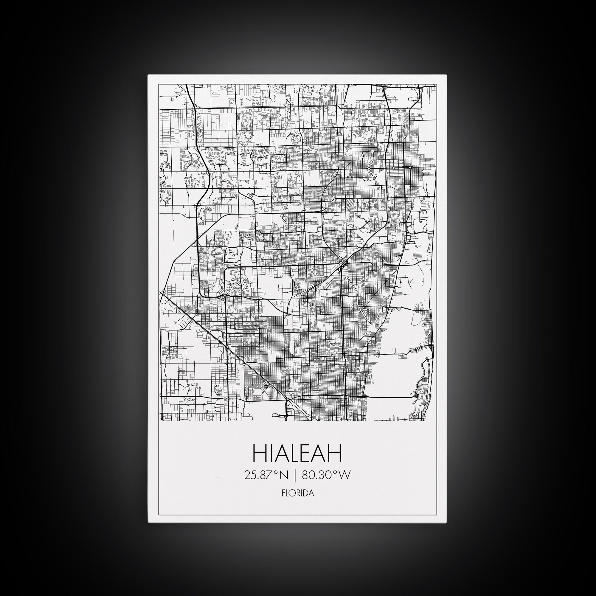 Hialeah Street Map, Nevada Map, City Map Art, Minimalist Wall Art, Wall Art, Canvas Print, Office Wall Art, Teen Gift, Travel Wall Print