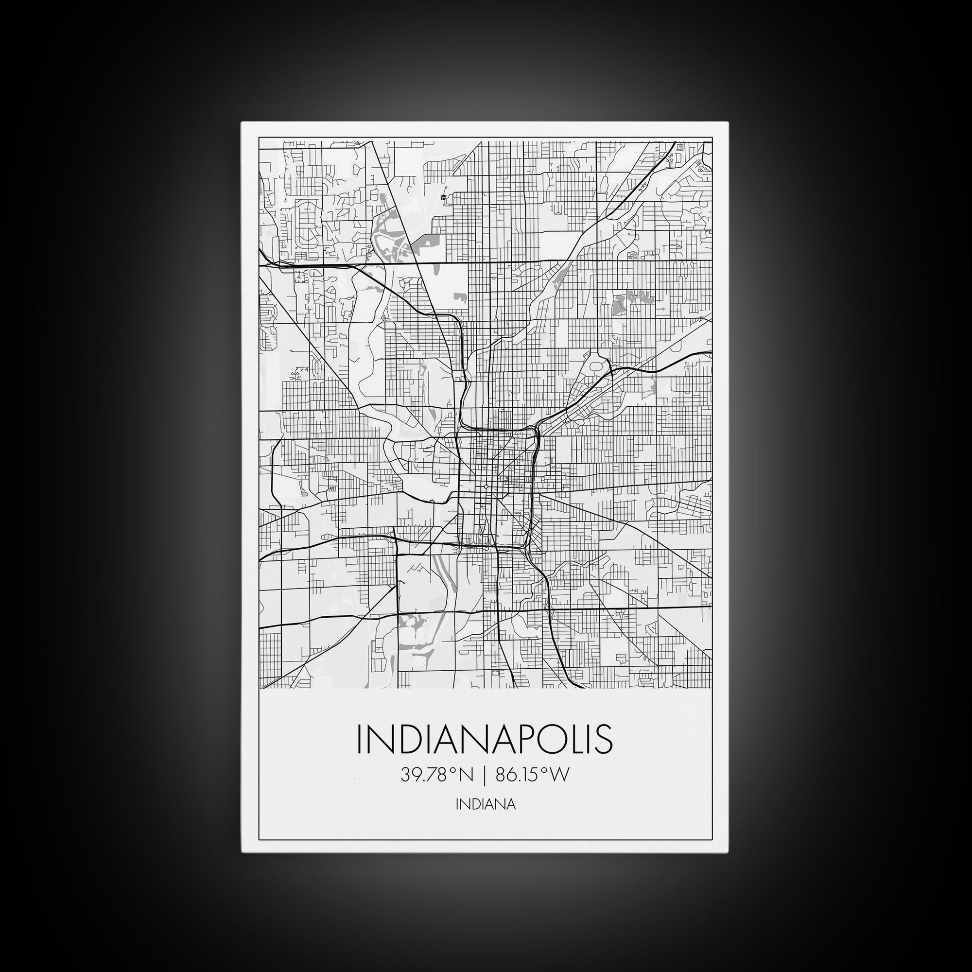 Indianapolis Street Map, Indiana Map, City Map Art, Minimalist Art, Wall Art, Canvas Print, Travel Wall Art, Gifts For Him, Living Room Art