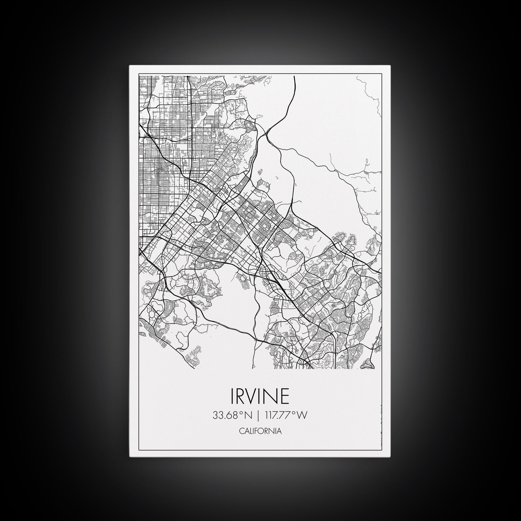 Irvine Street Map, California Map, City Map Art, Minimalist Art, Wall Art, Canvas Print, Travel Wall Print, Gift For Her, Home Office Art