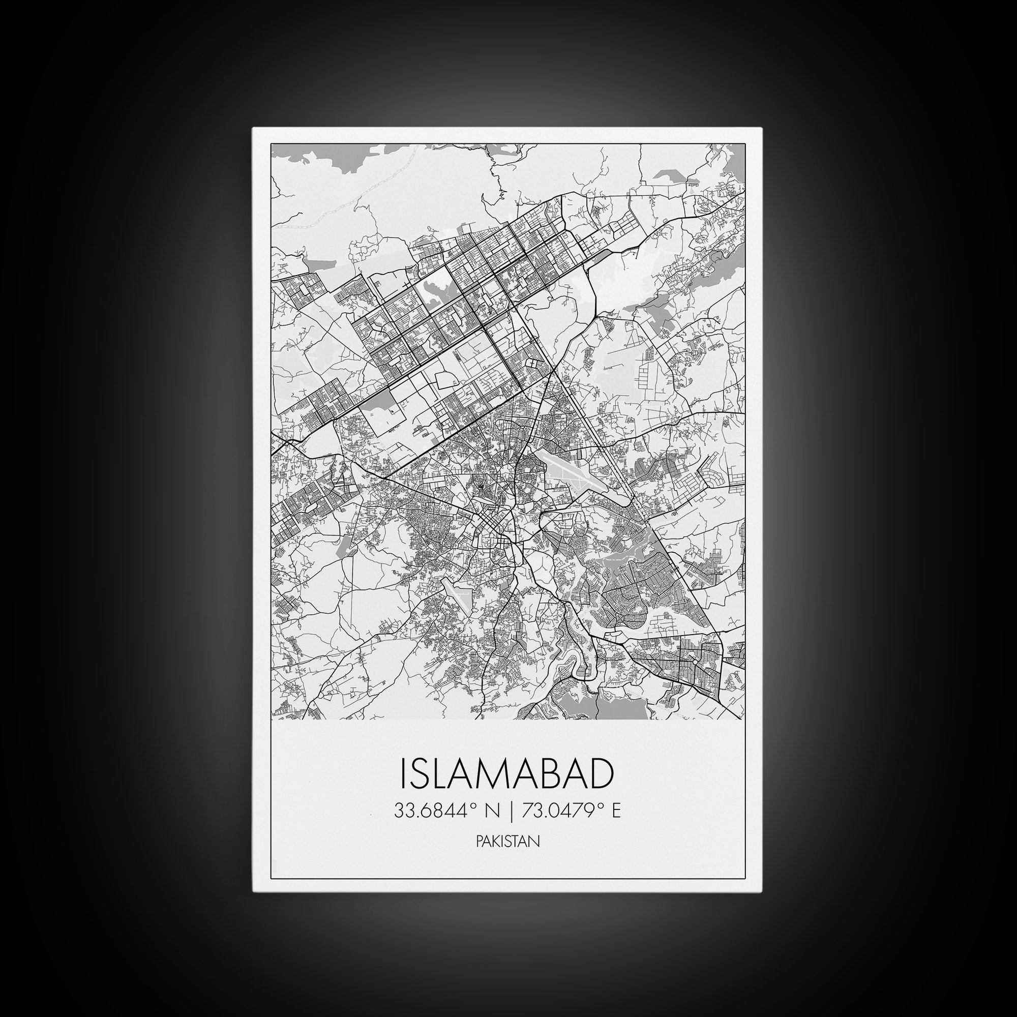 Islamabad Street Map, Pakistan Map, City Map Art, Minimalist Art, Wall Art, Canvas Print, Travel Lover Gift, Living Room Art, Travel Prints