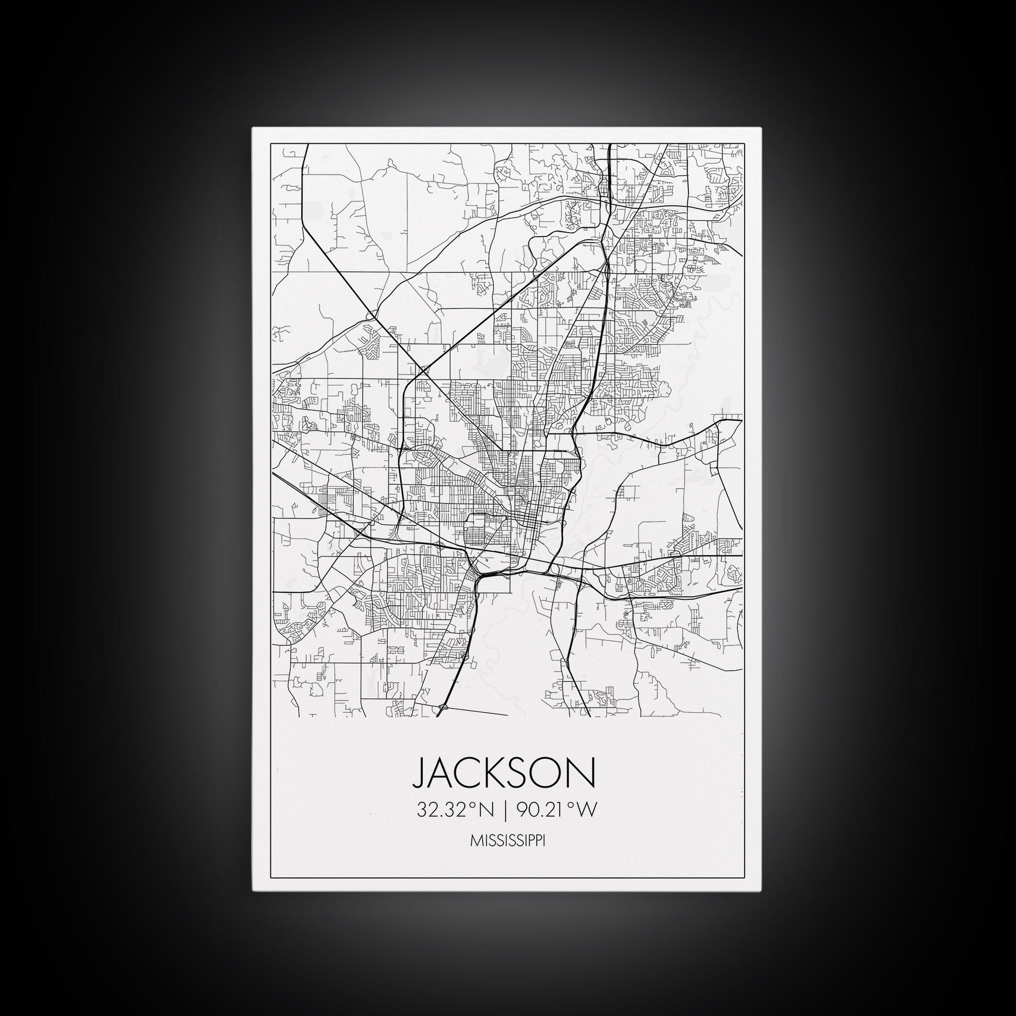 Jackson Street Map, Mississippi Map, City Map Art, Minimalist Art, Wall Art, Canvas Print, Travel Print, Farmhouse Bedroom, Wedding Gift