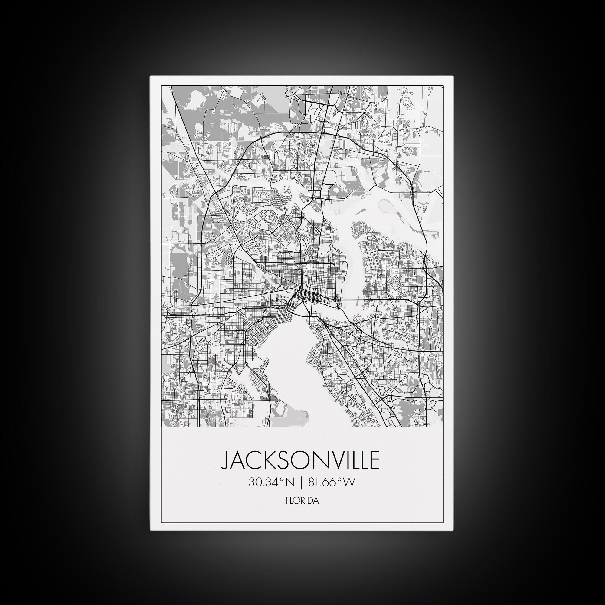 Jacksonville Street Map, Florida Map, City Map Art, Minimalist Art, Wall Art, Canvas Print, Travel Art, Home Wall Art, Travel Gifts For Men