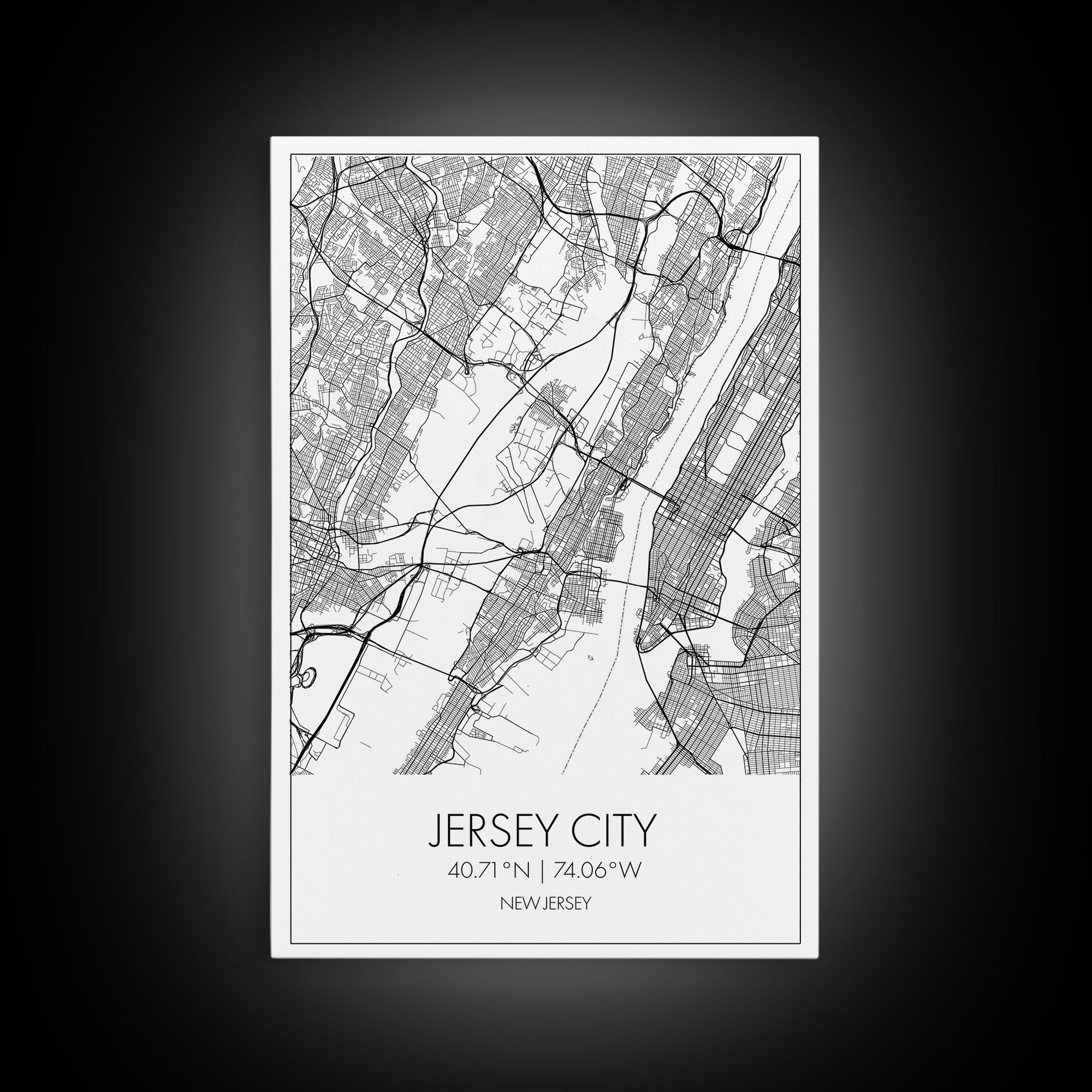 Jersey City Street Map, New Jersey Map, City Map Art, Modern Wall Art, Wall Art, Canvas Print, Bedroom Print, Travel Wall Décor, Travel Gift