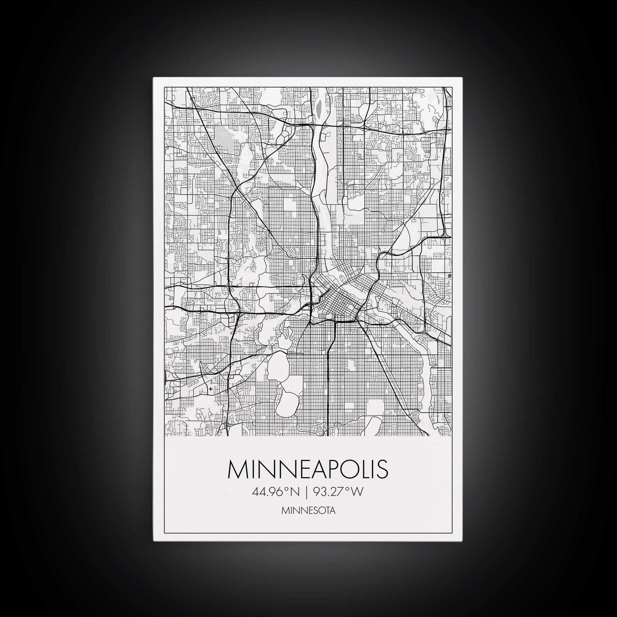 Minneapolis Street Map, Minnesota Map, City Map Art, Modern Art, Wall Art, Canvas Print, Travel Print, Master Bedroom Art, Graduation Gift