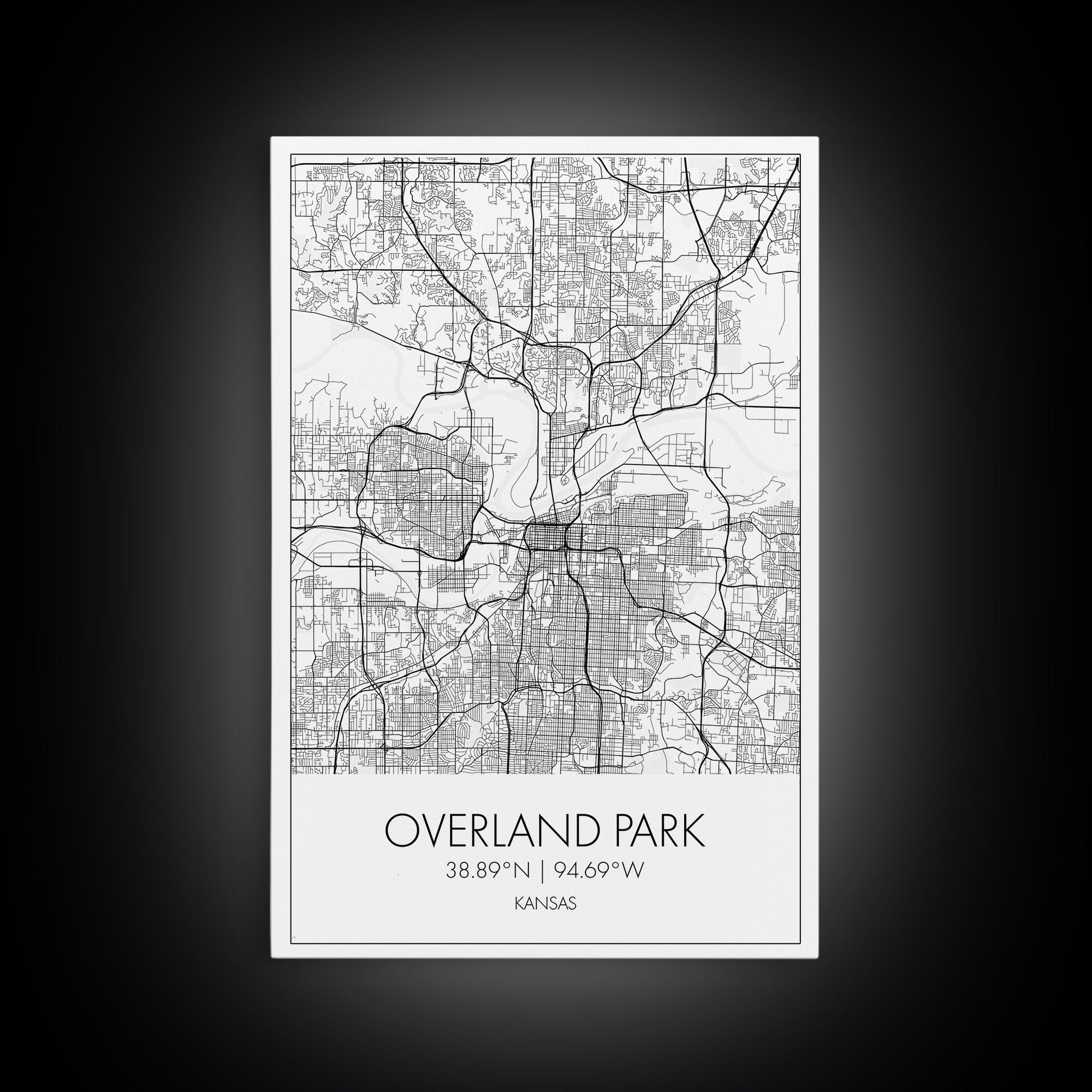 Overland Park Street Map, Kansas Map, City Map Art, Modern Art, Wall Art, Canvas Print, Gift For Her, Bedroom Wall Art, Travel Wall Décor