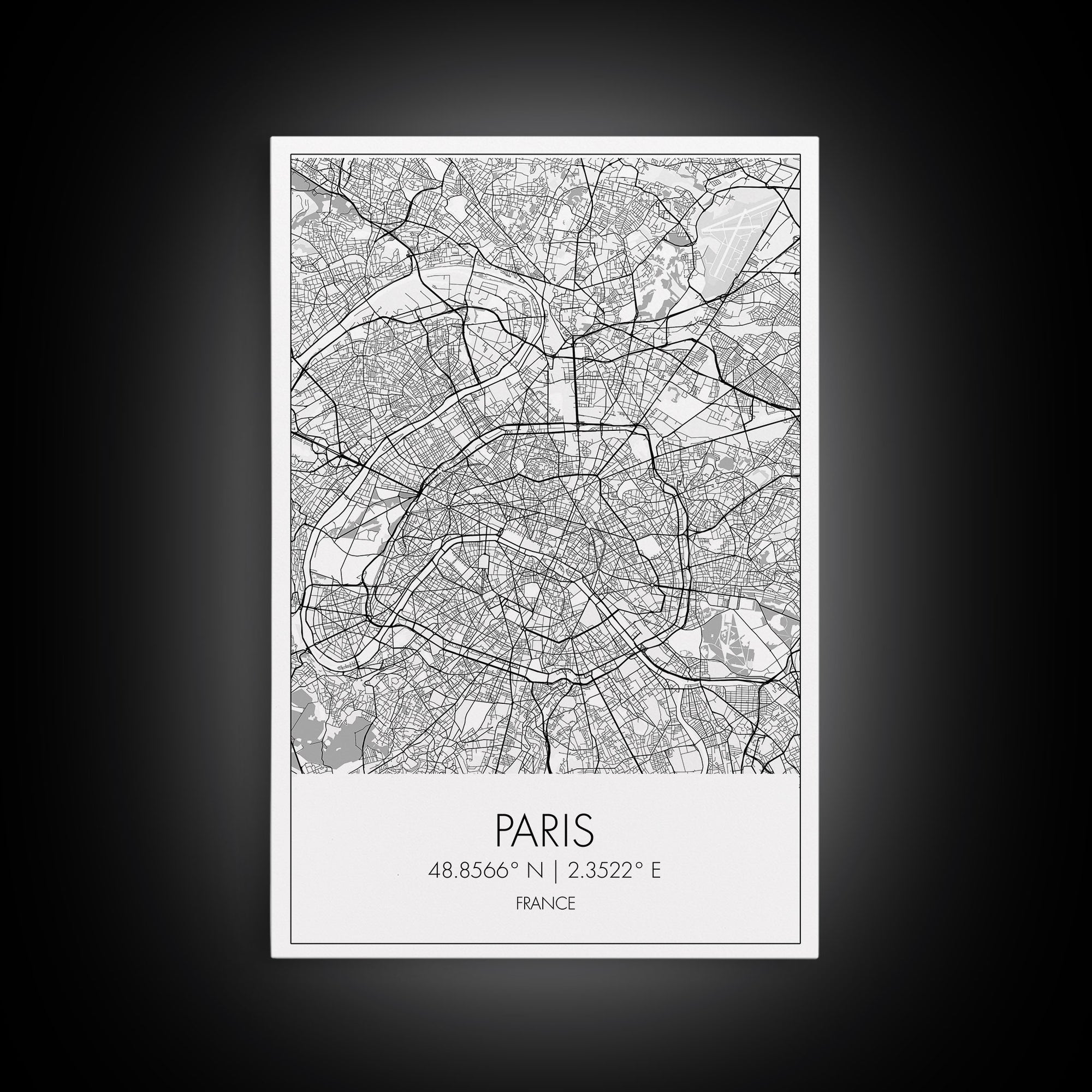 Paris Street Map, France Map, Europe City Map Art, Minimalist Art, Wall Art, Canvas Print, Bedroom Art, Gift For Traveler, Travel Wall Print