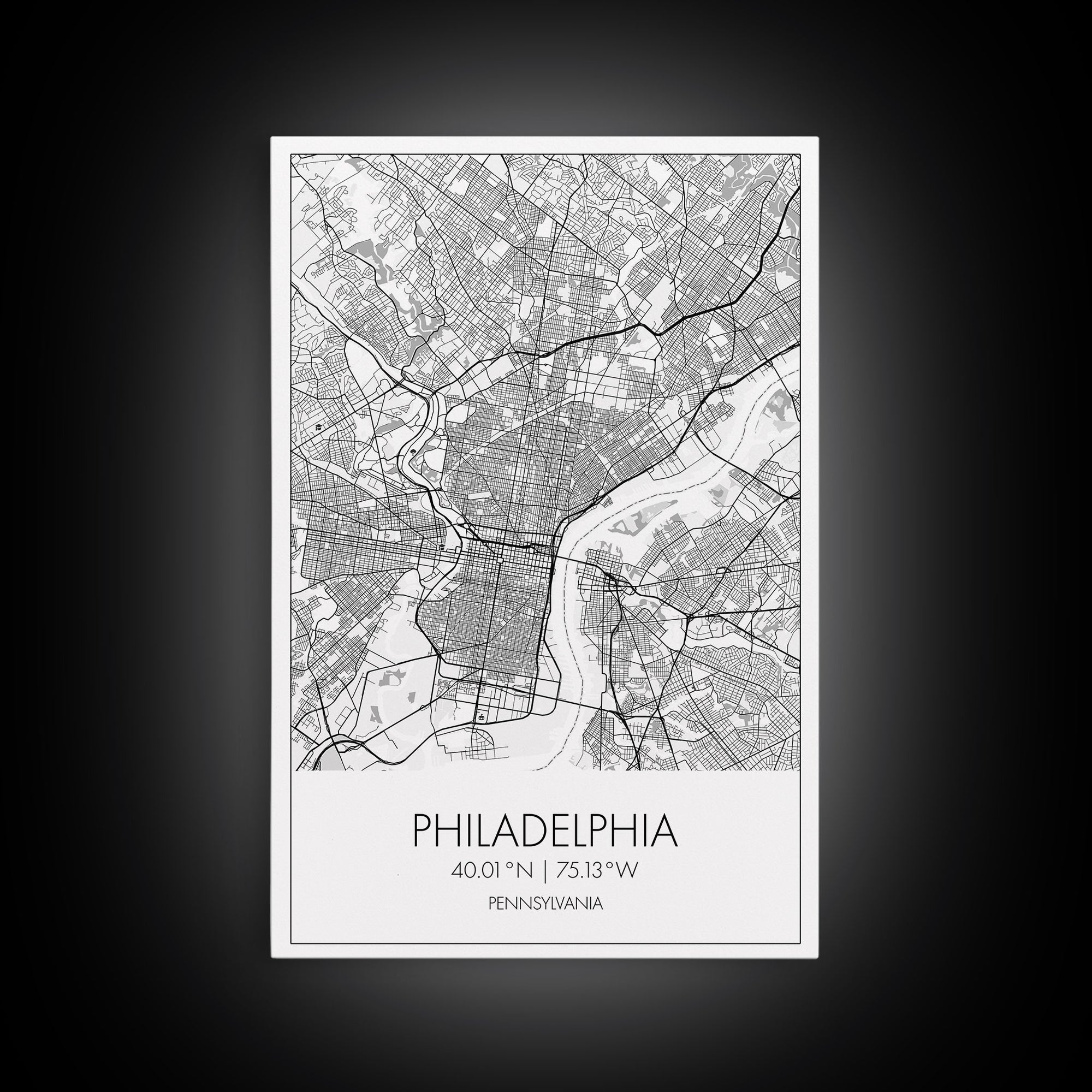 Philadelphia Street Map, Pennsylvania Map, City Map Art, Minimalist Art, Wall Art, Canvas Print, Bedroom Print, Gift For Him, Travel Print