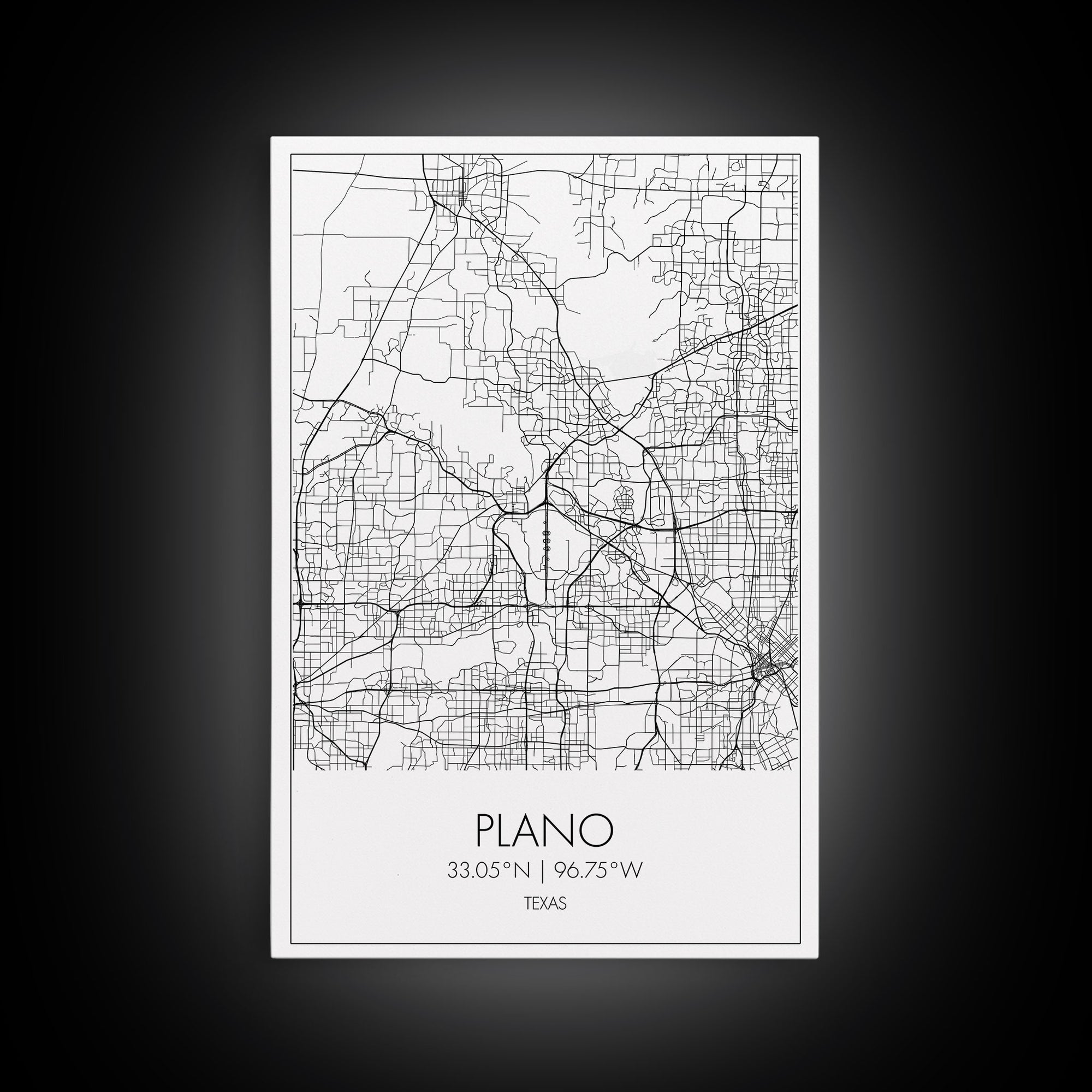 Plano Street Map, Texas Map, City Map Art, Minimalist Art, Wall Art, Canvas Print, Wall Art Prints, Travelling Gift, Living Room Décor